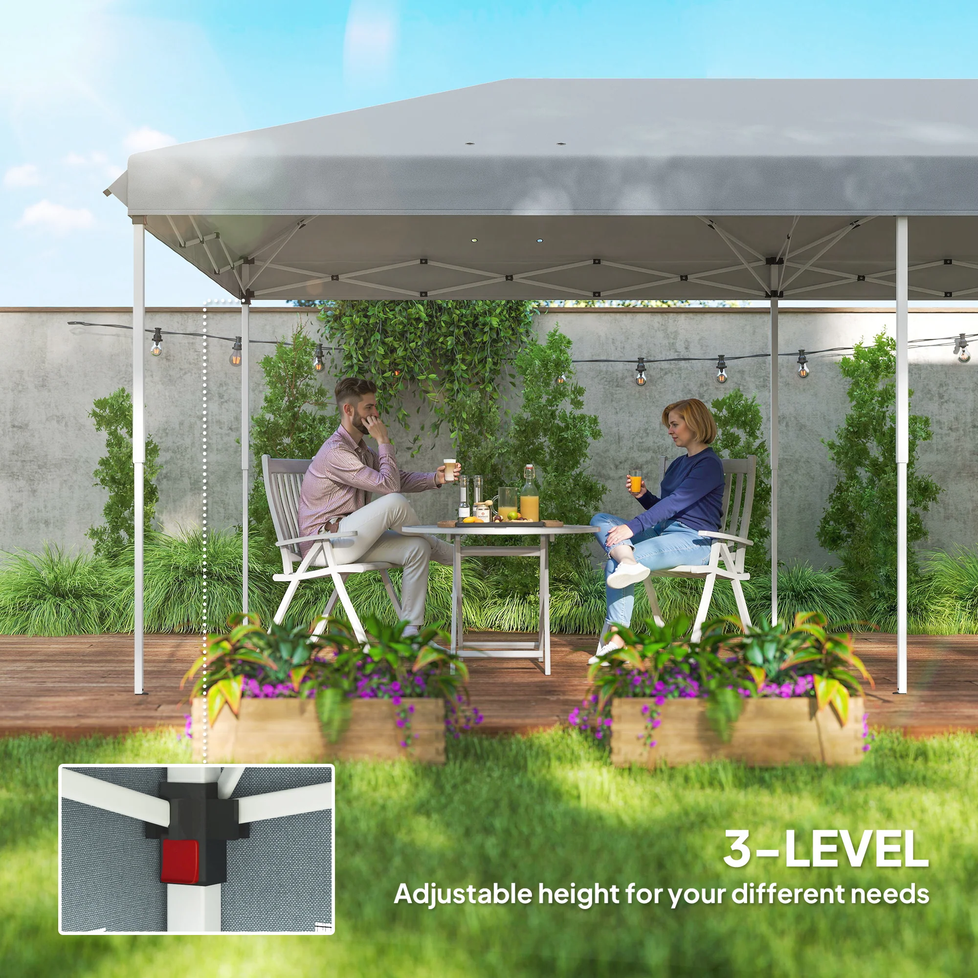 10' x 20' Pop-Up Canopy Tent with Removable Mesh Sidewall Netting, Grey - Image 9