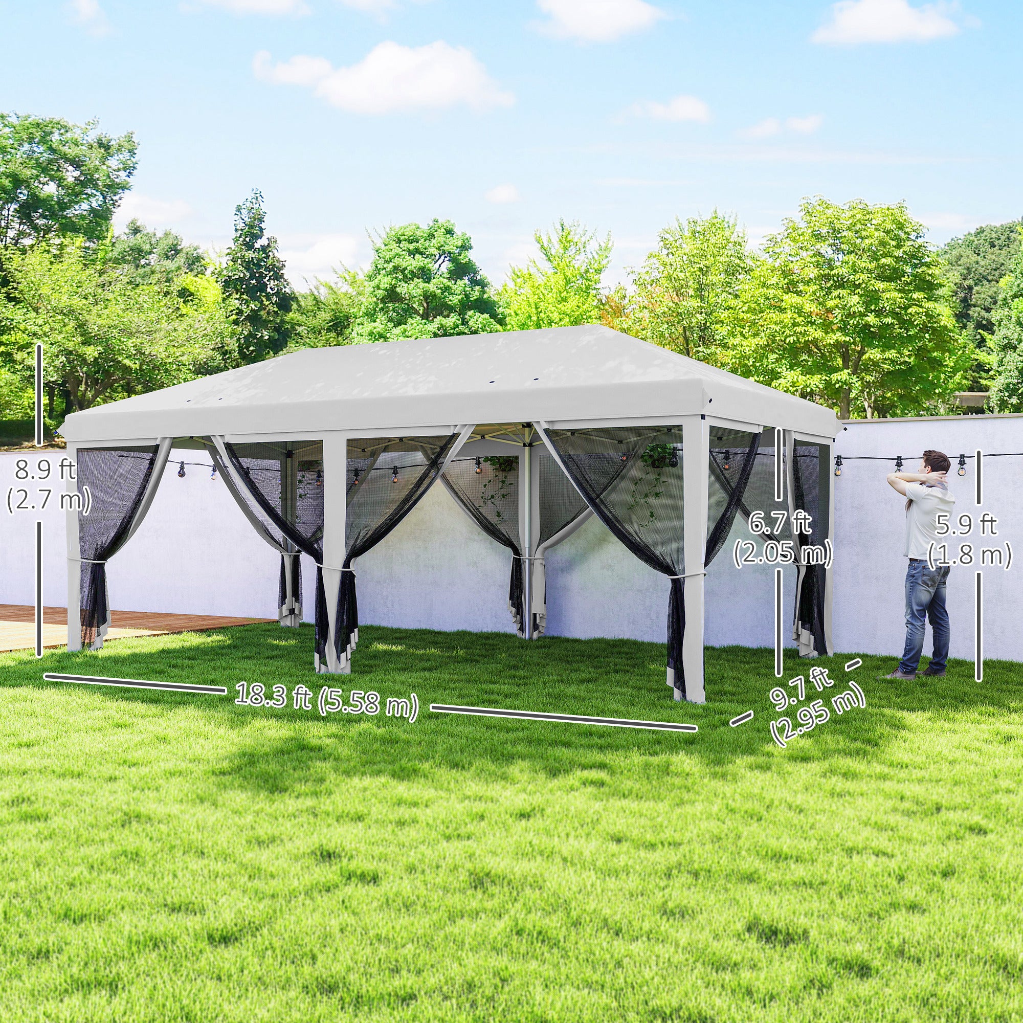 10' x 20' Pop-Up Canopy Tent with Removable Mesh Sidewalls and Carry Bag, White - Image 5