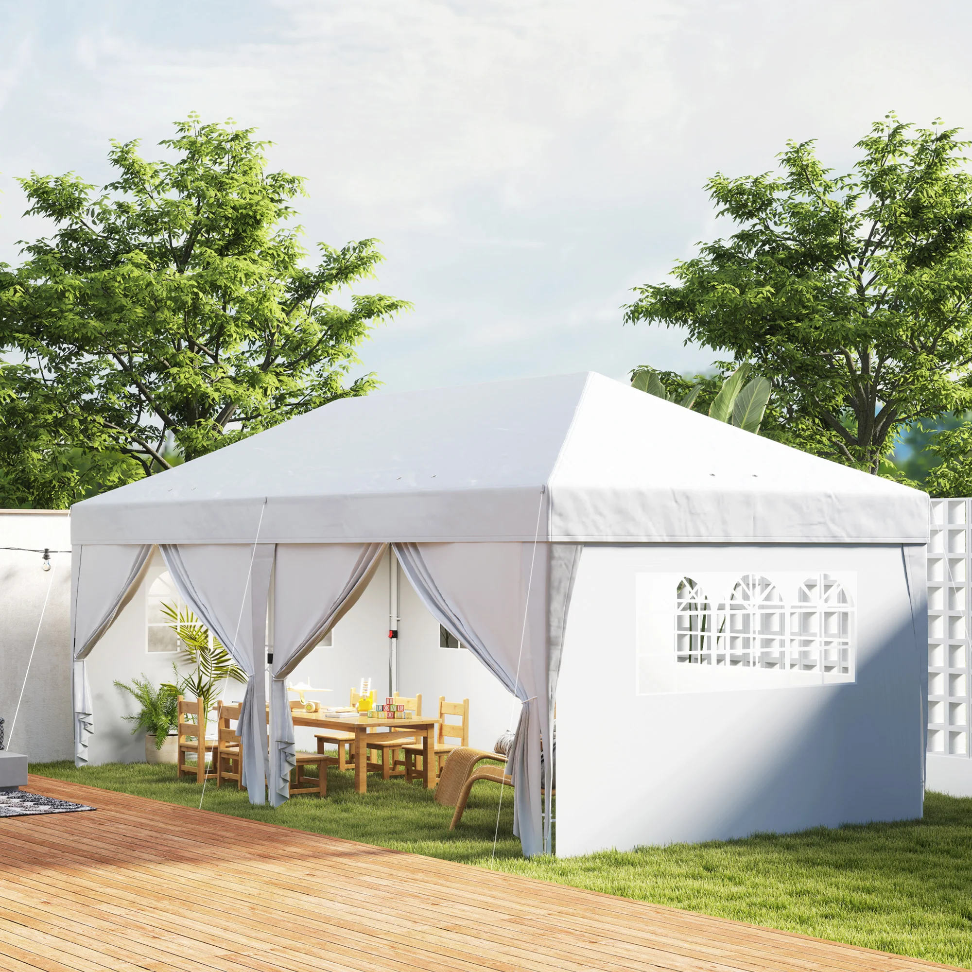 10' x 20' Pop Up Canopy with 6 Walls & Steel Frame, Easy Assemble with Carrying Bag, White - Image 3