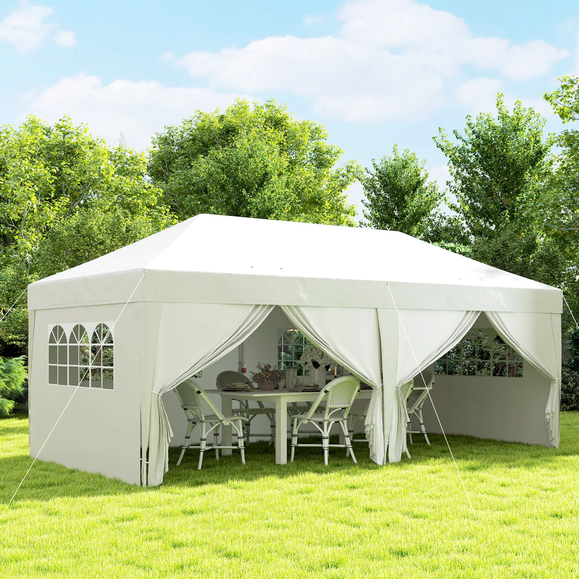 10' x 20' Pop Up Canopy with 6 Walls & Steel Frame, Easy Assemble with Carrying Bag, White - Image 4