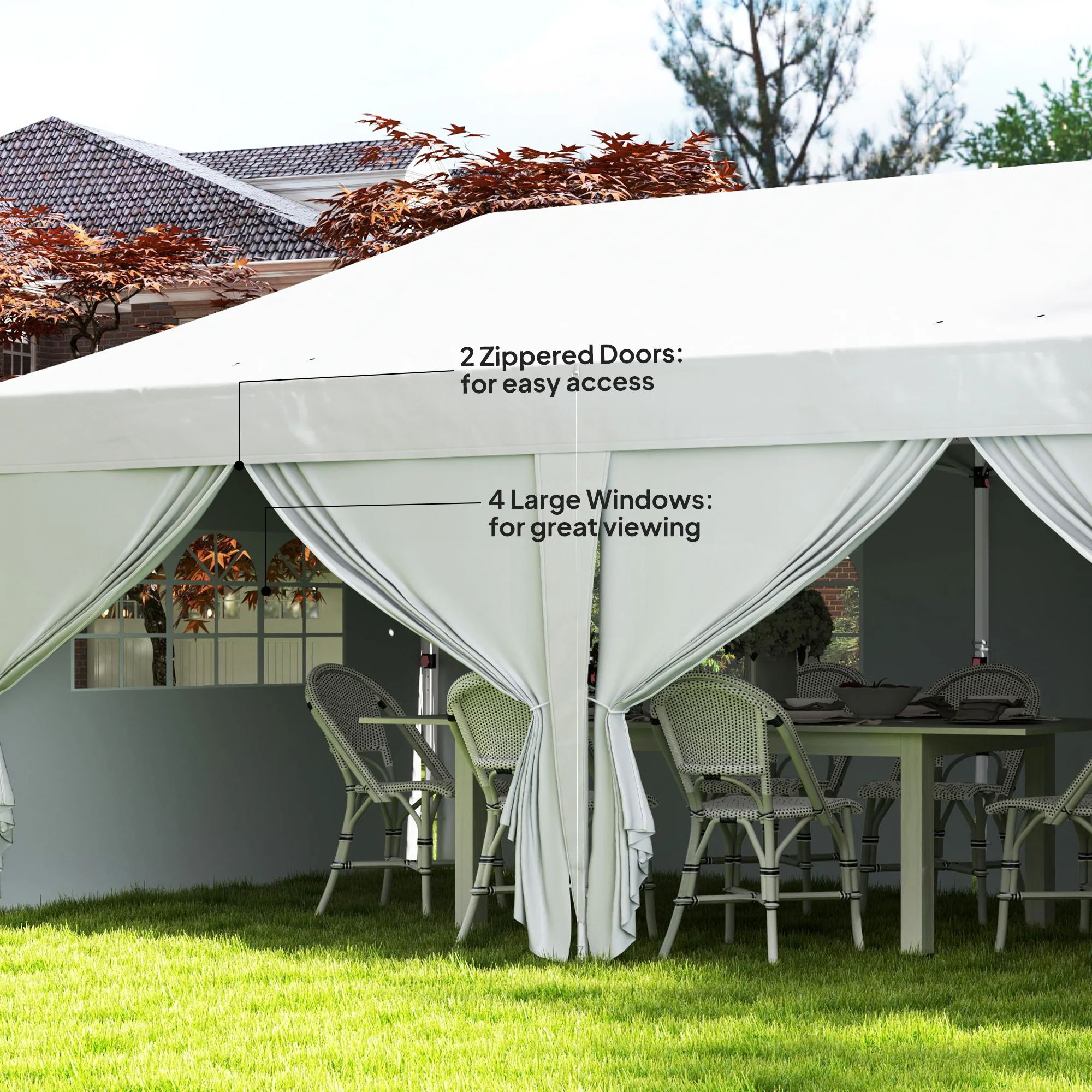 10' x 20' Pop Up Canopy with 6 Walls & Steel Frame, Easy Assemble with Carrying Bag, White - Image 9