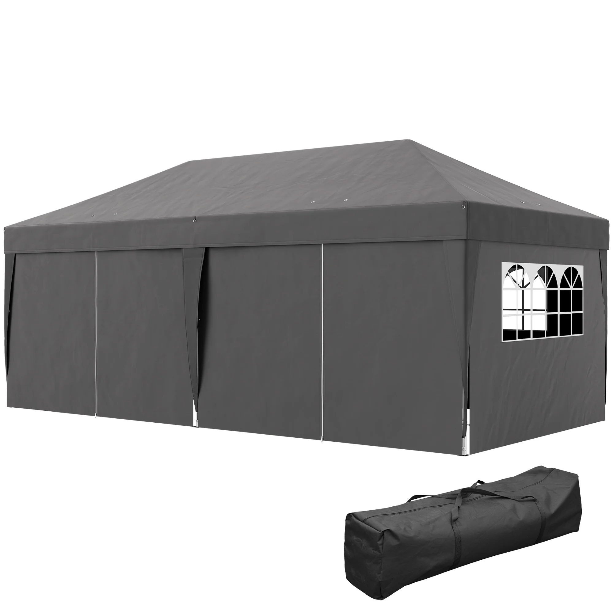 10' x 20' Pop Up Canopy with 6 Walls & Steel Frame, Easy Assemble with Carrying Bag, Black - Image 2