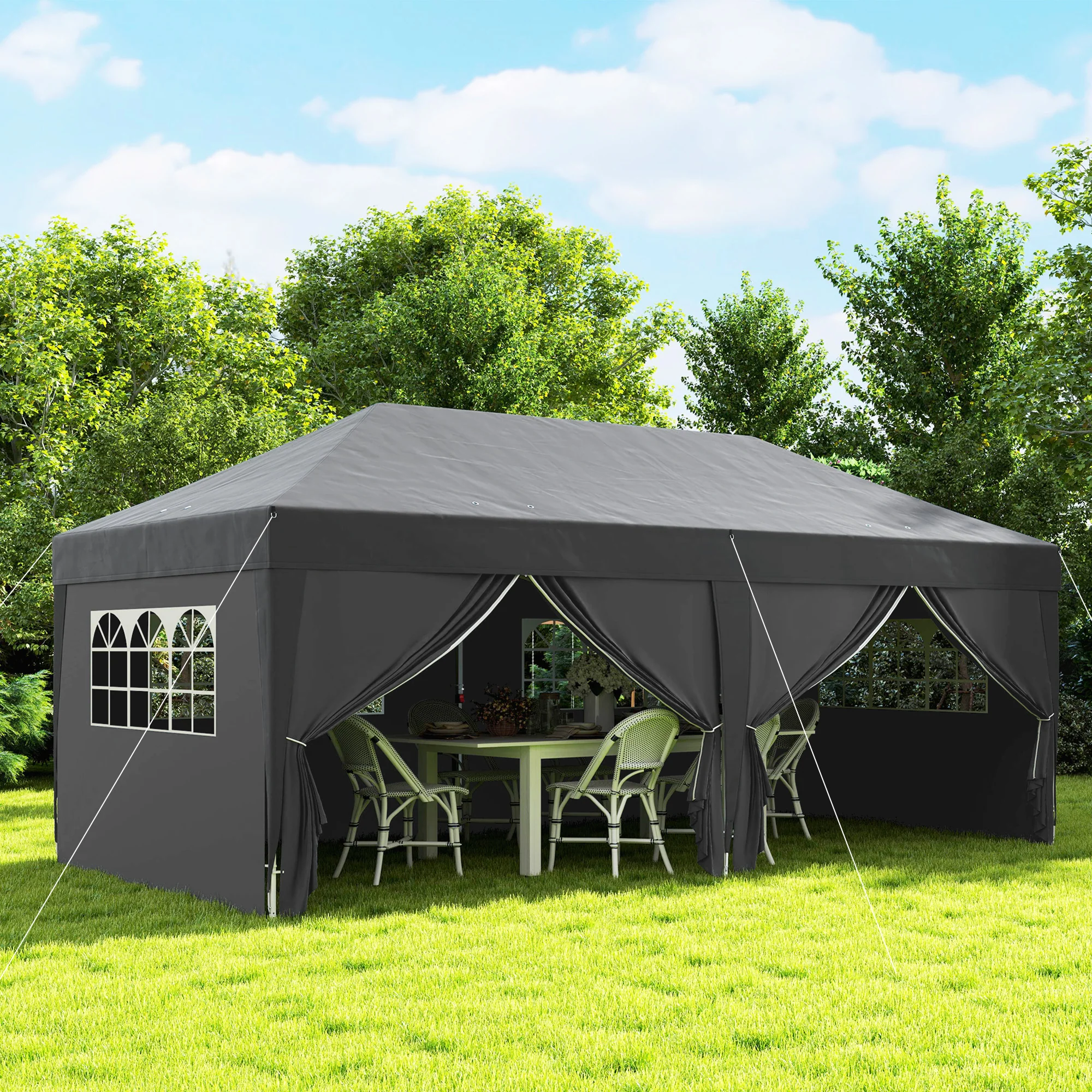 10' x 20' Pop Up Canopy with 6 Walls & Steel Frame, Easy Assemble with Carrying Bag, Black - Image 4
