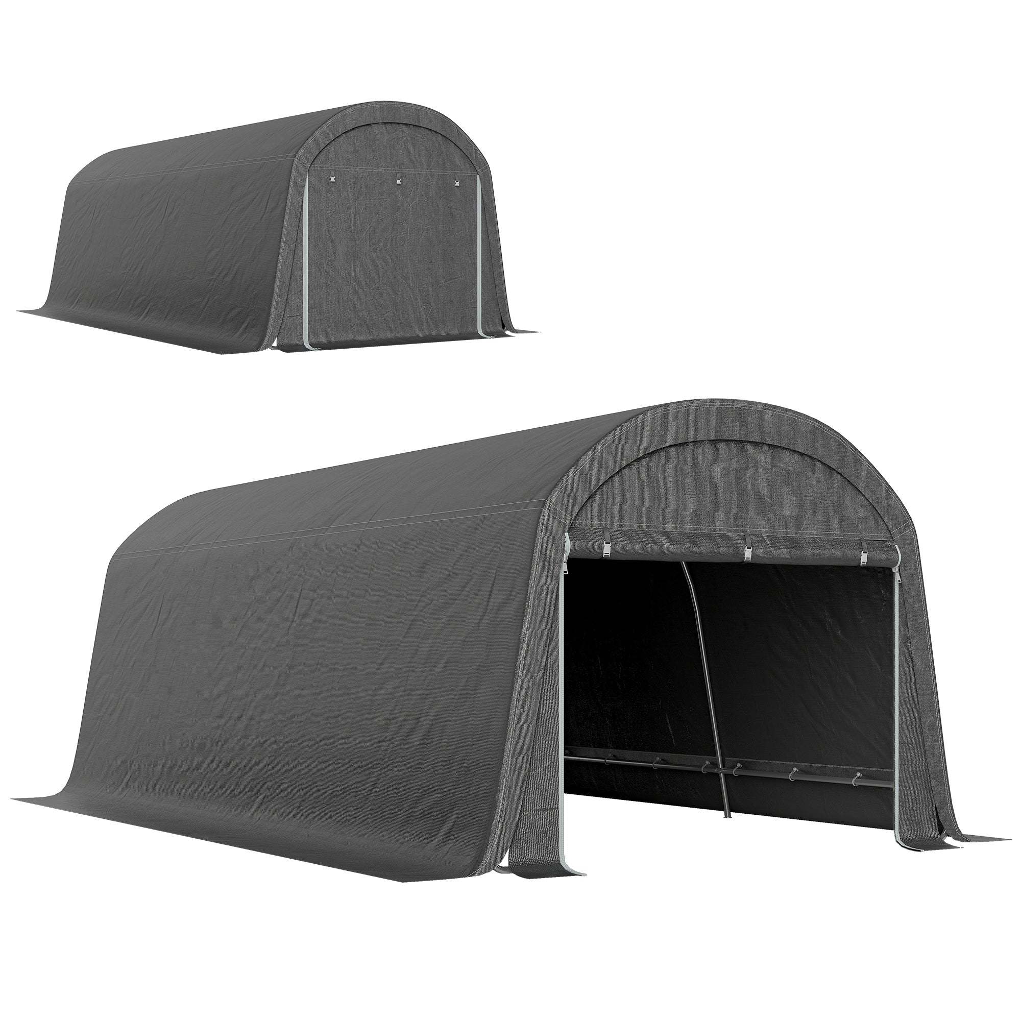 10' x 20' Portable Shed with Roll-up Zipper Door, Dark Grey - Image 12