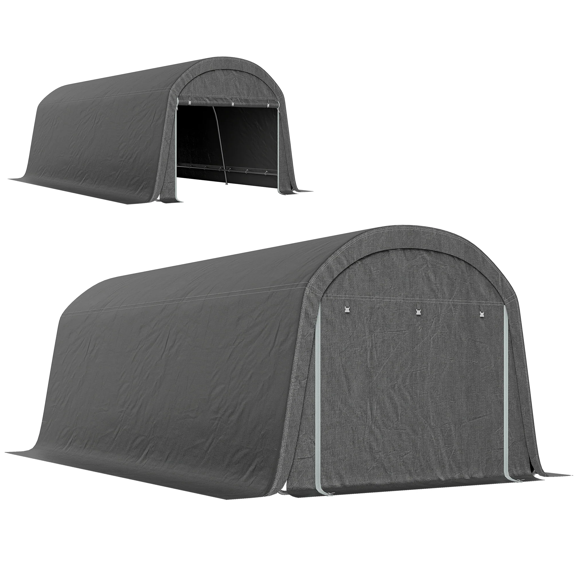 10' x 20' Portable Shed with Roll-up Zipper Door, Dark Grey - Image 2