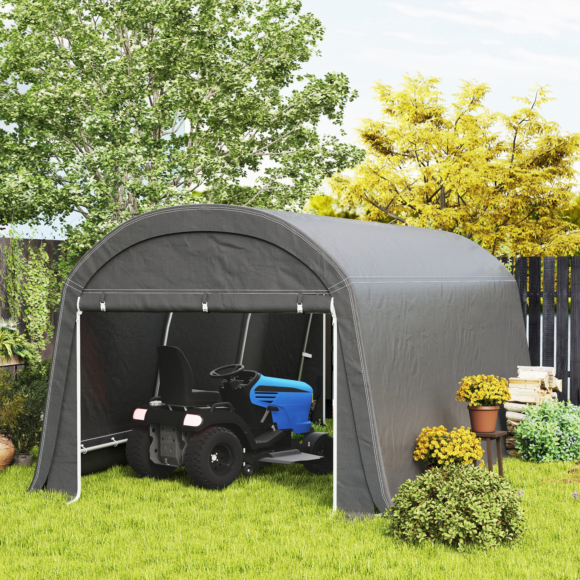 10' x 20' Portable Shed with Roll-up Zipper Door, Dark Grey - Image 4
