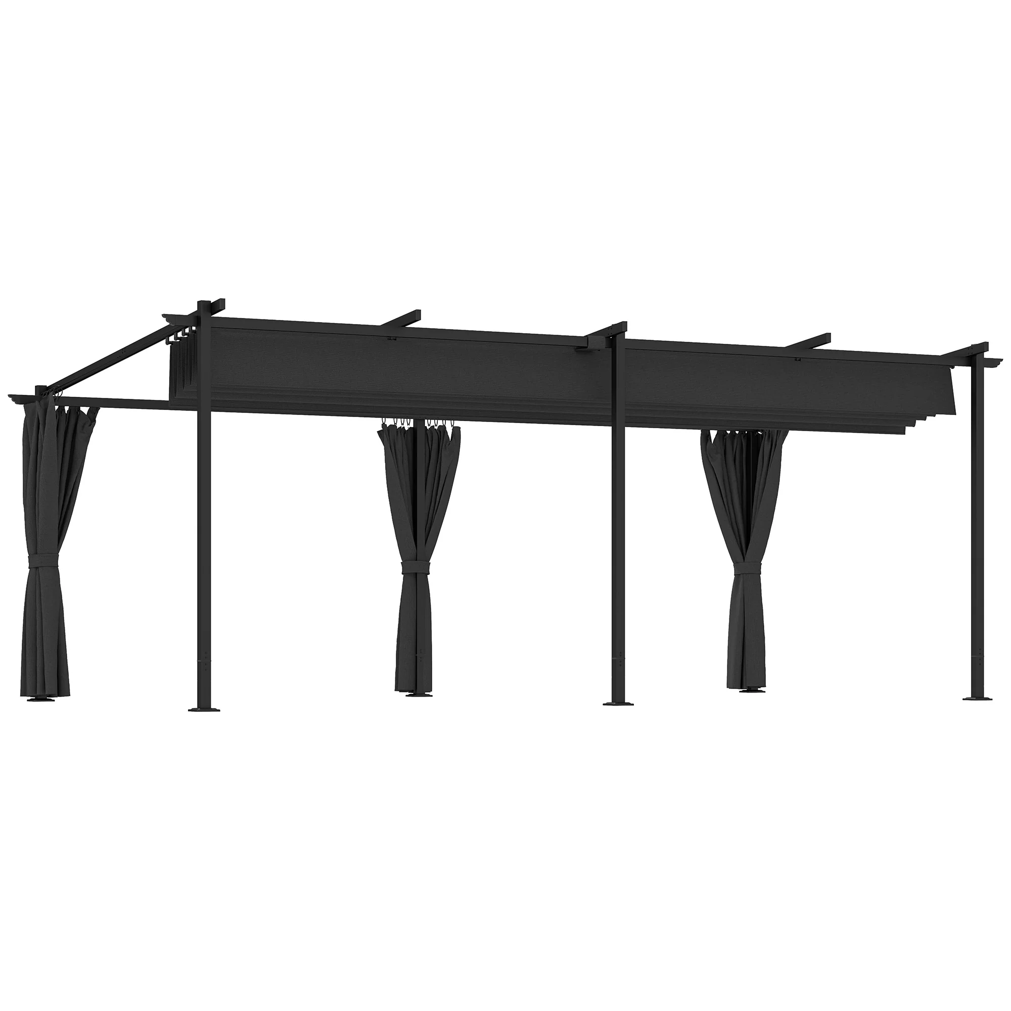 10' x 20' Retractable Pergola with Sidewalls, UPF30+, Dark Grey