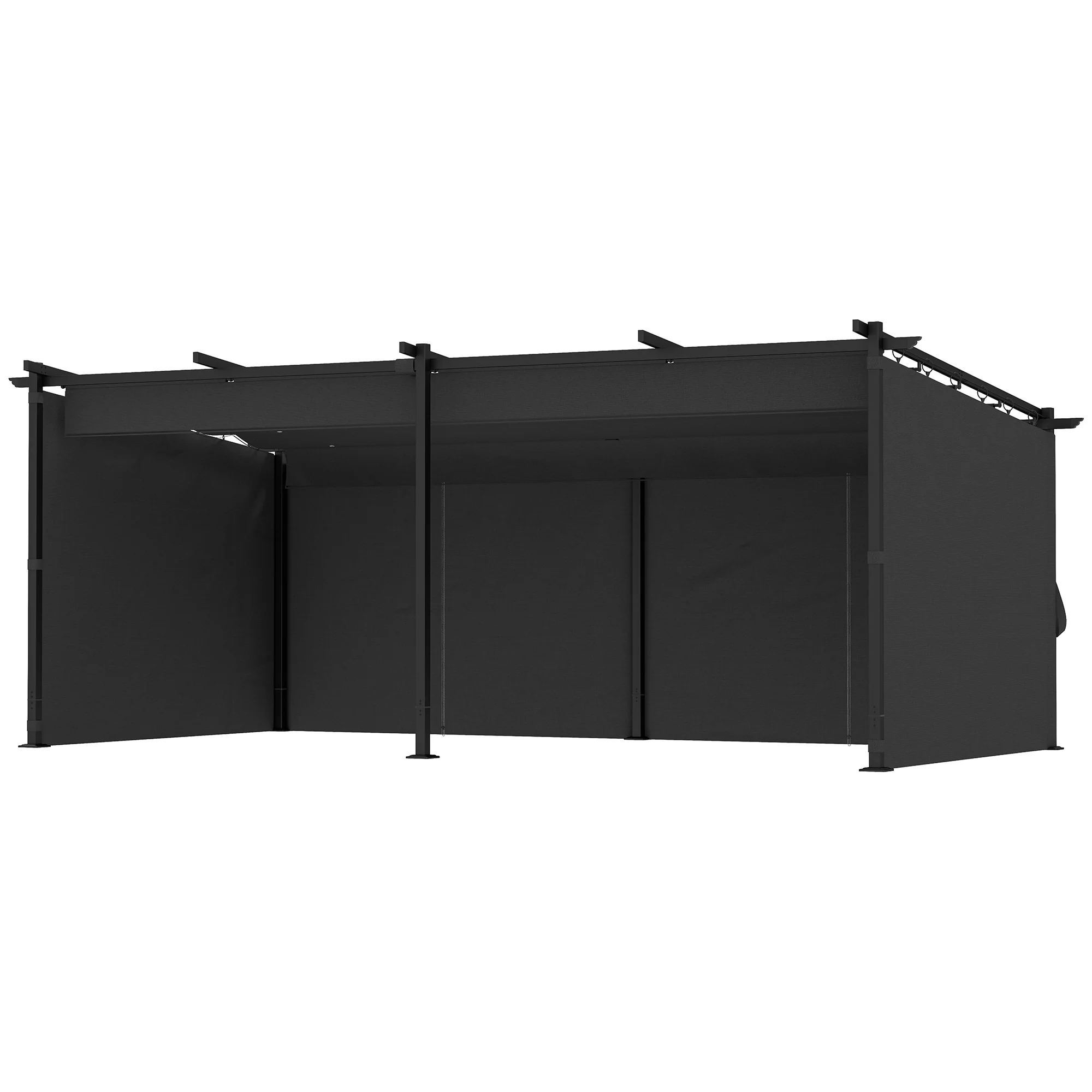 10' x 20' Retractable Pergola with Sidewalls, UPF30+, Dark Grey - Image 2
