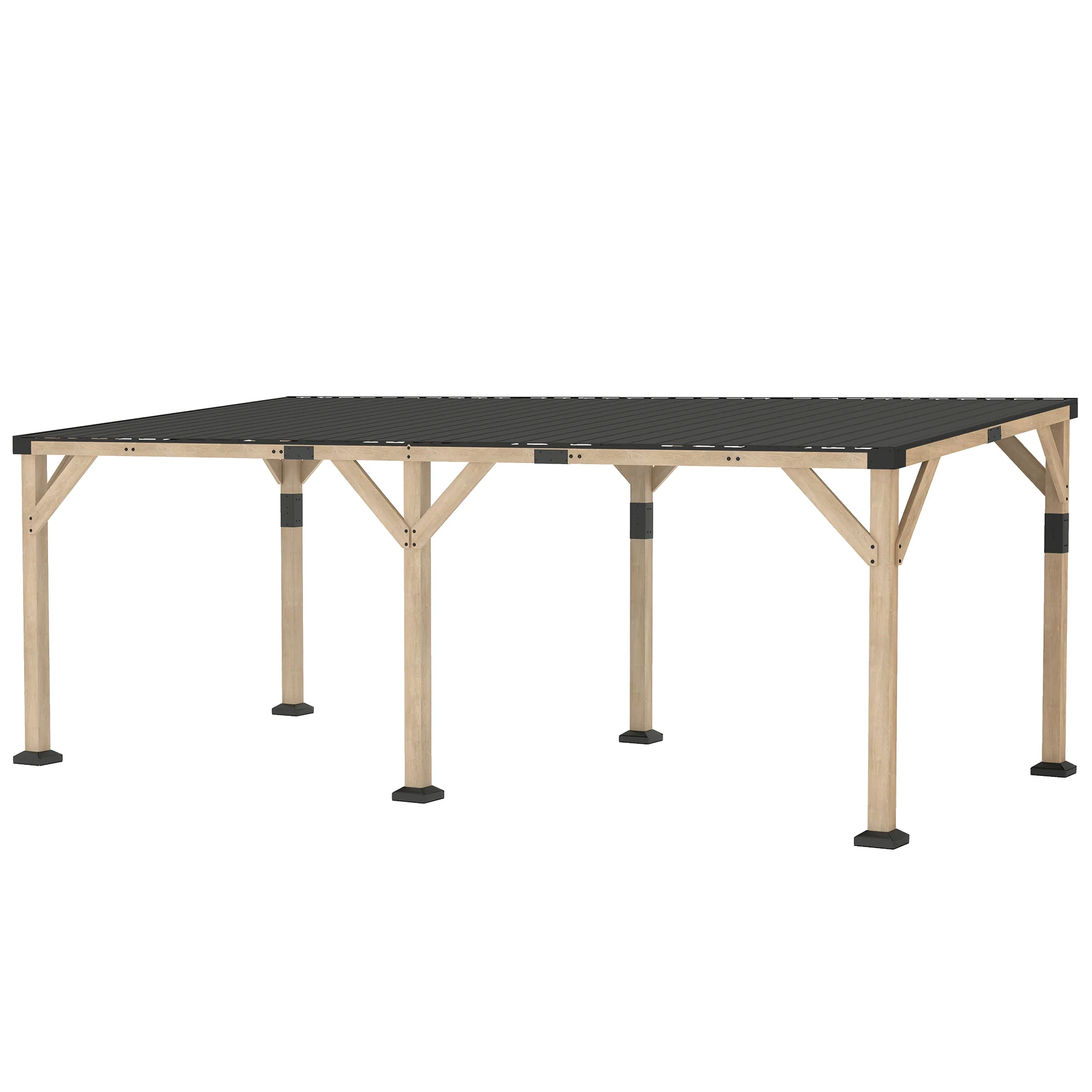 PerArbor 10' x 20' Wooden Lean-to Gazebo with Galvanized Steel Sloped Roof, Light Walnut - Image 12