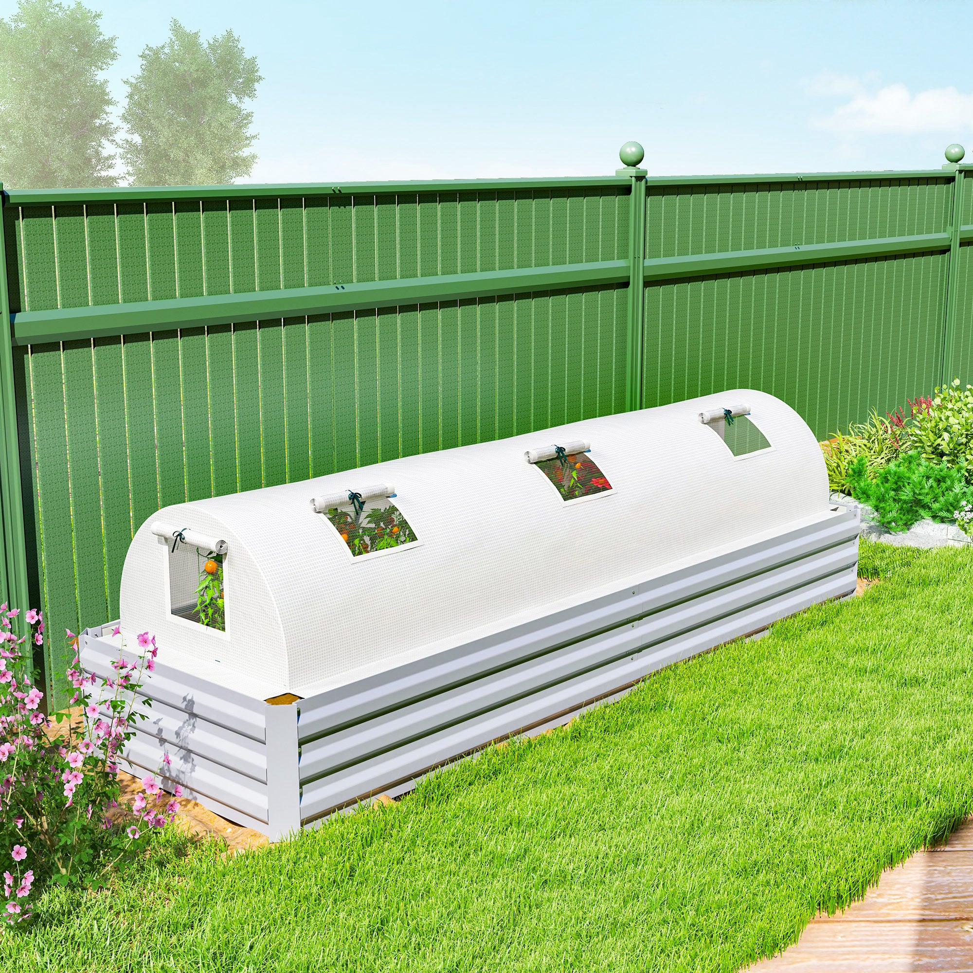 10' x 3' x 2' Portable Mini Greenhouse with 5 Mesh Windows, White - Image 10