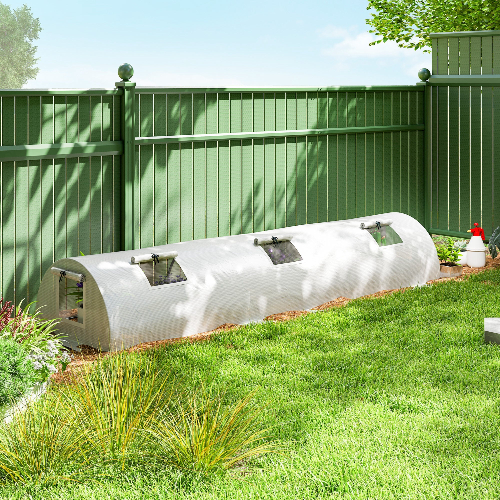 10' x 3' x 2' Portable Mini Greenhouse with 5 Mesh Windows, White - Image 4
