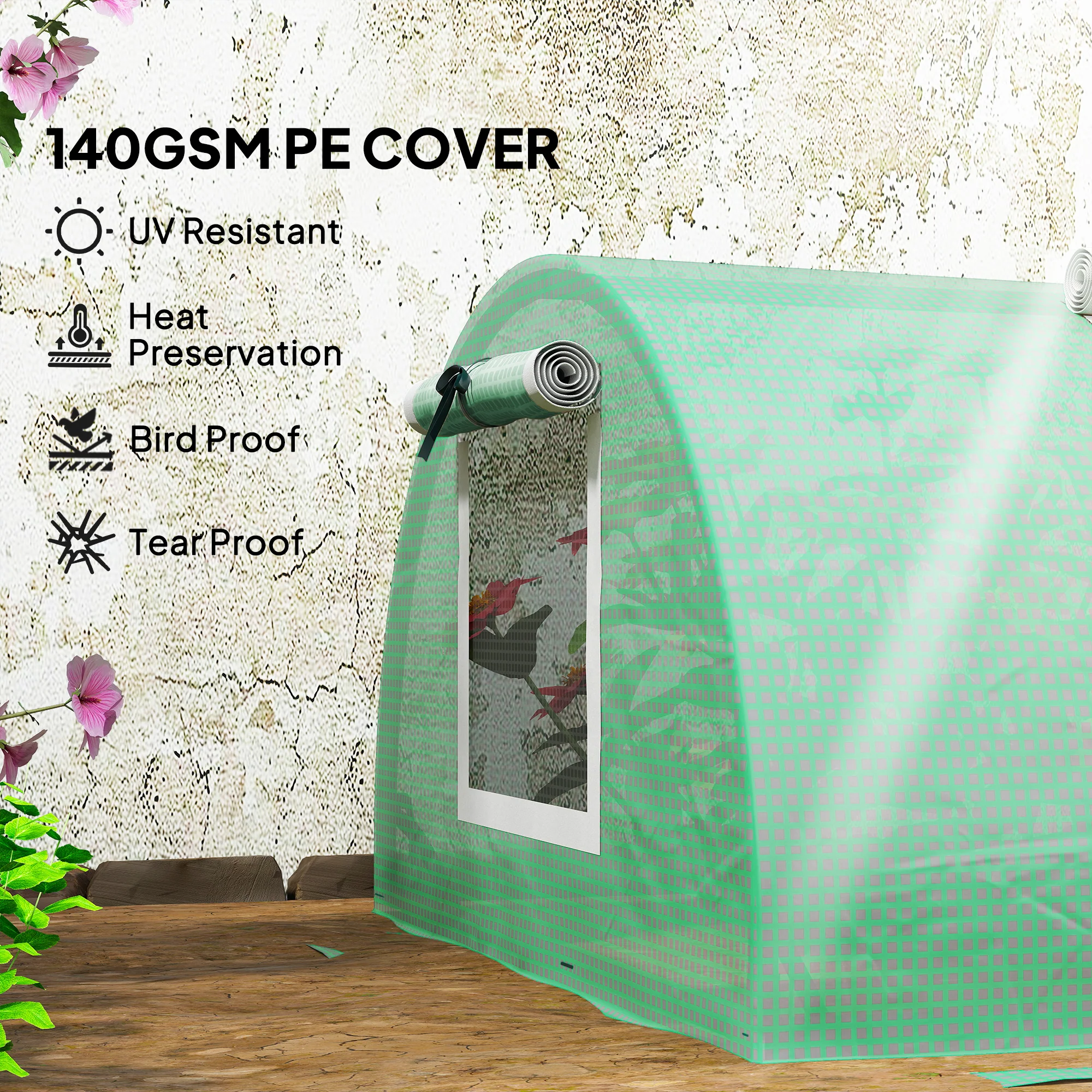 10' x 3' x 2' Portable Mini Greenhouse with 5 Mesh Windows, Green - Image 6