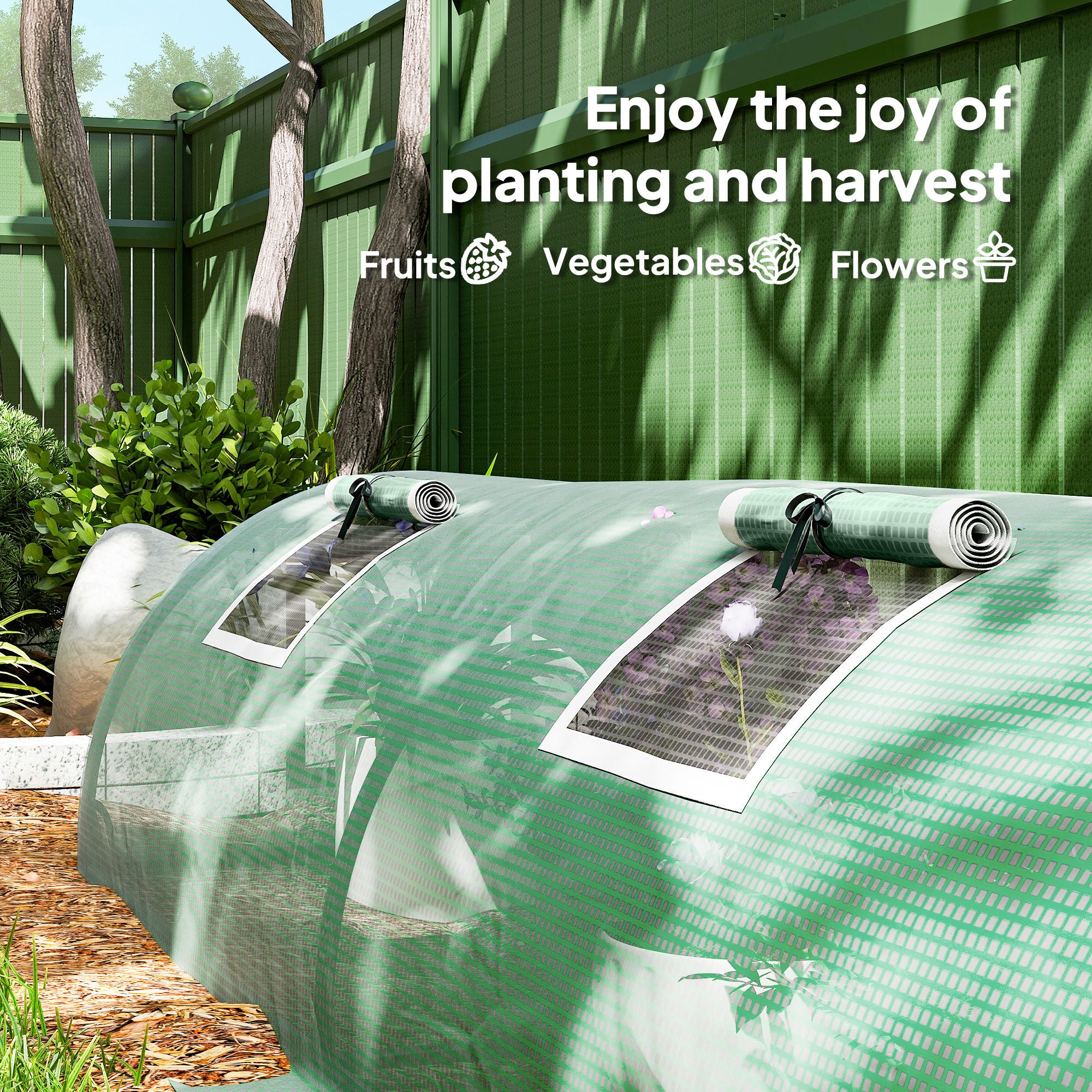 10' x 3' x 2' Portable Mini Greenhouse with 5 Mesh Windows, Green - Image 9