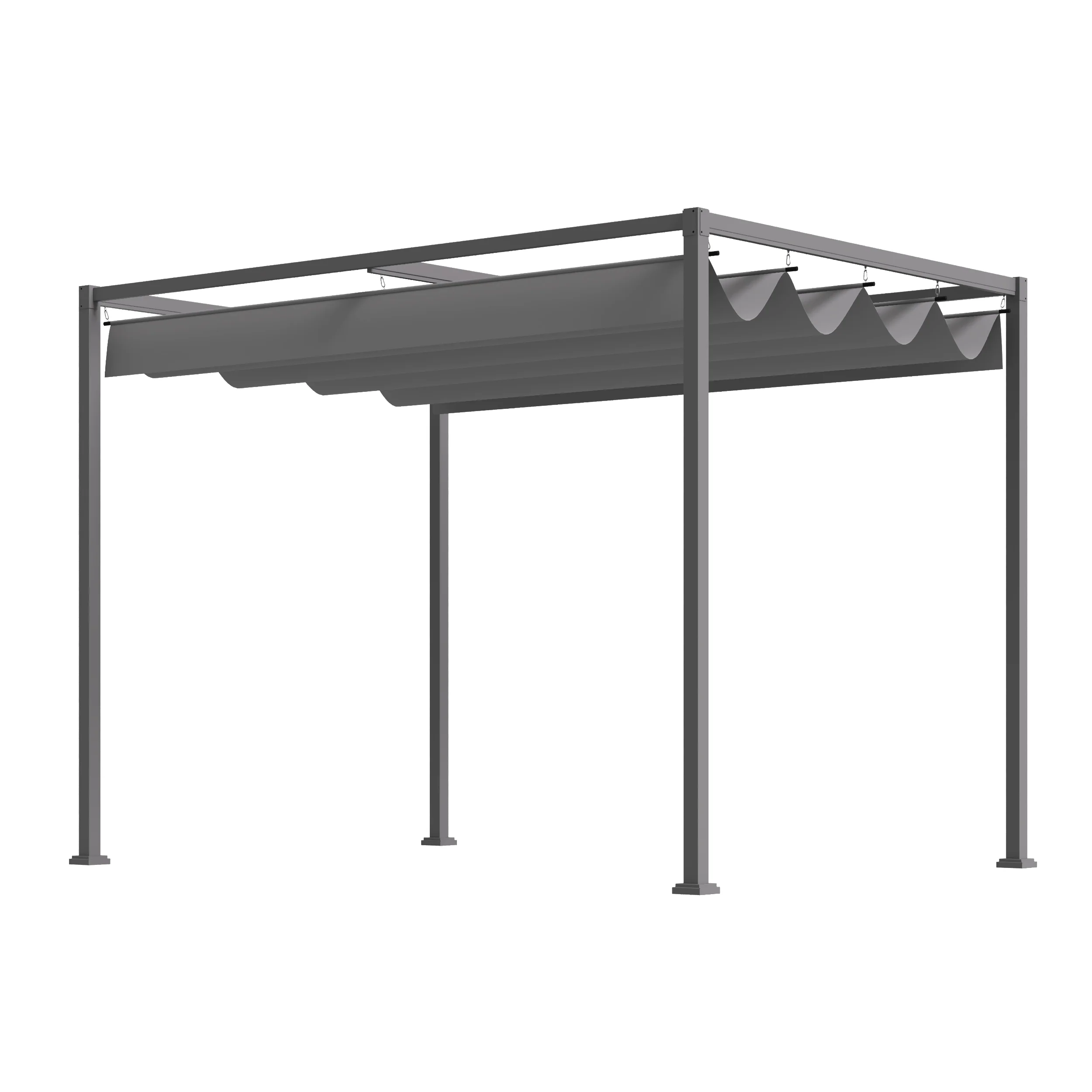 10' x 7' Retractable Pergola Canopy, Outdoor Sun Shade, Grey - Image 2