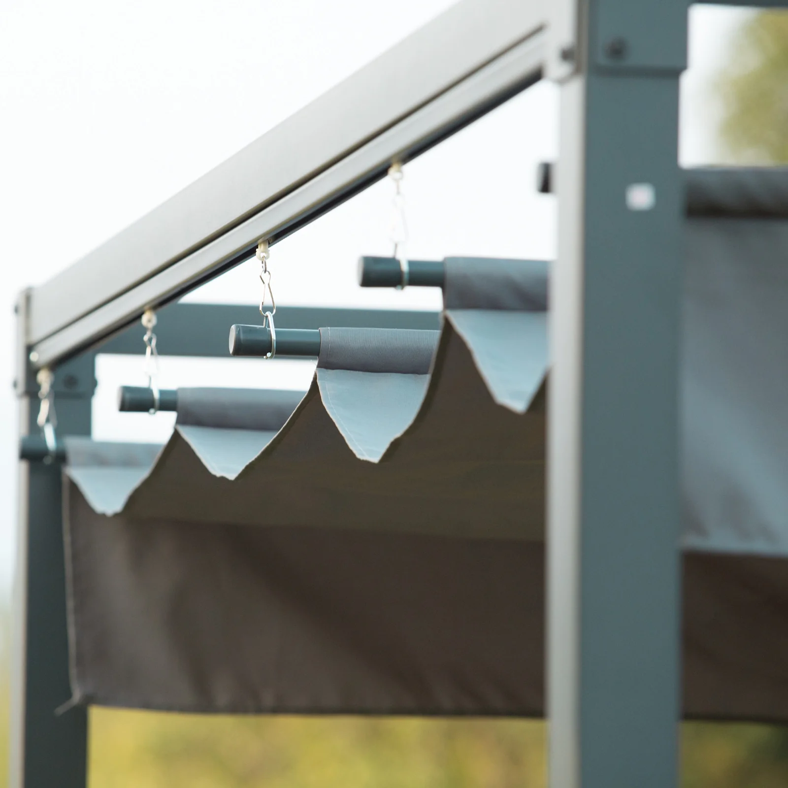 10' x 7' Retractable Pergola Canopy, Outdoor Sun Shade, Grey - Image 9