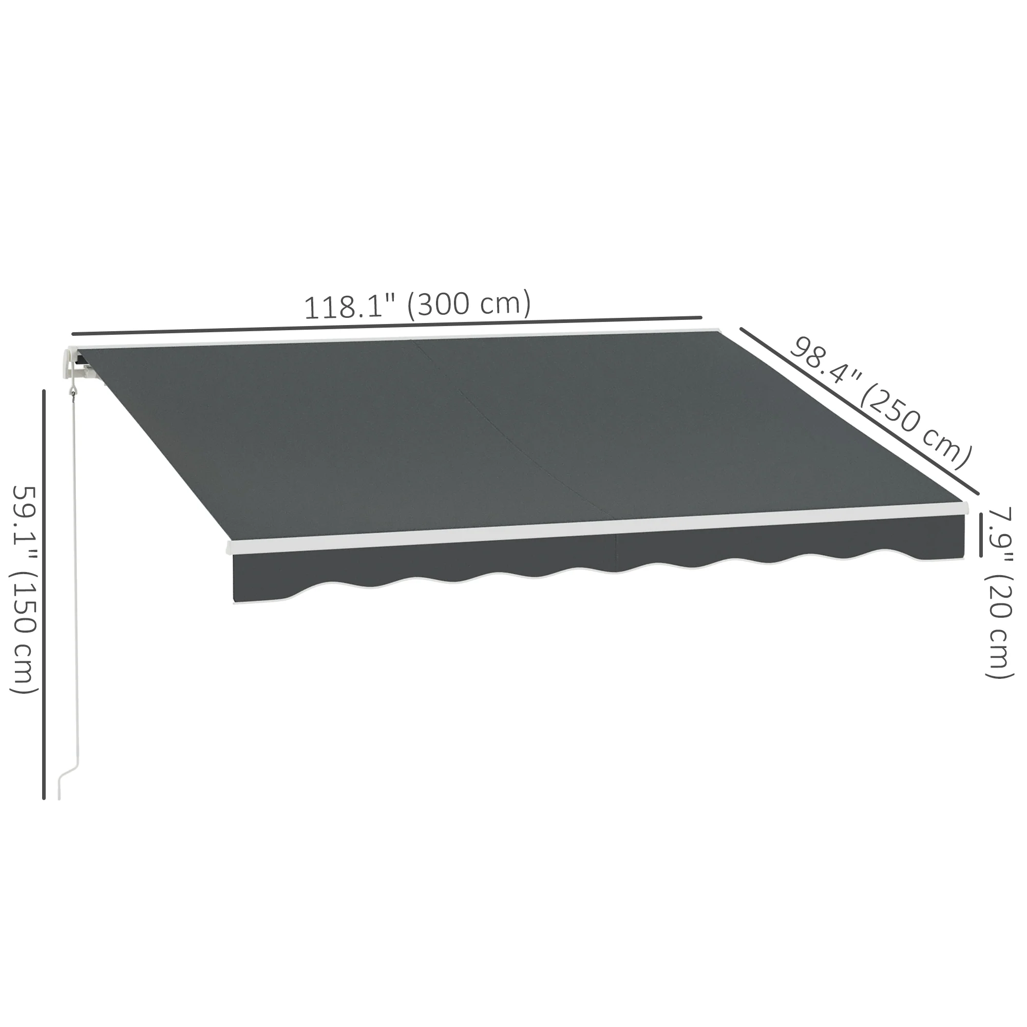 10' x 8' Electric Retractable Awning with Remote Control & Manual Crank Handle, Grey - Image 5