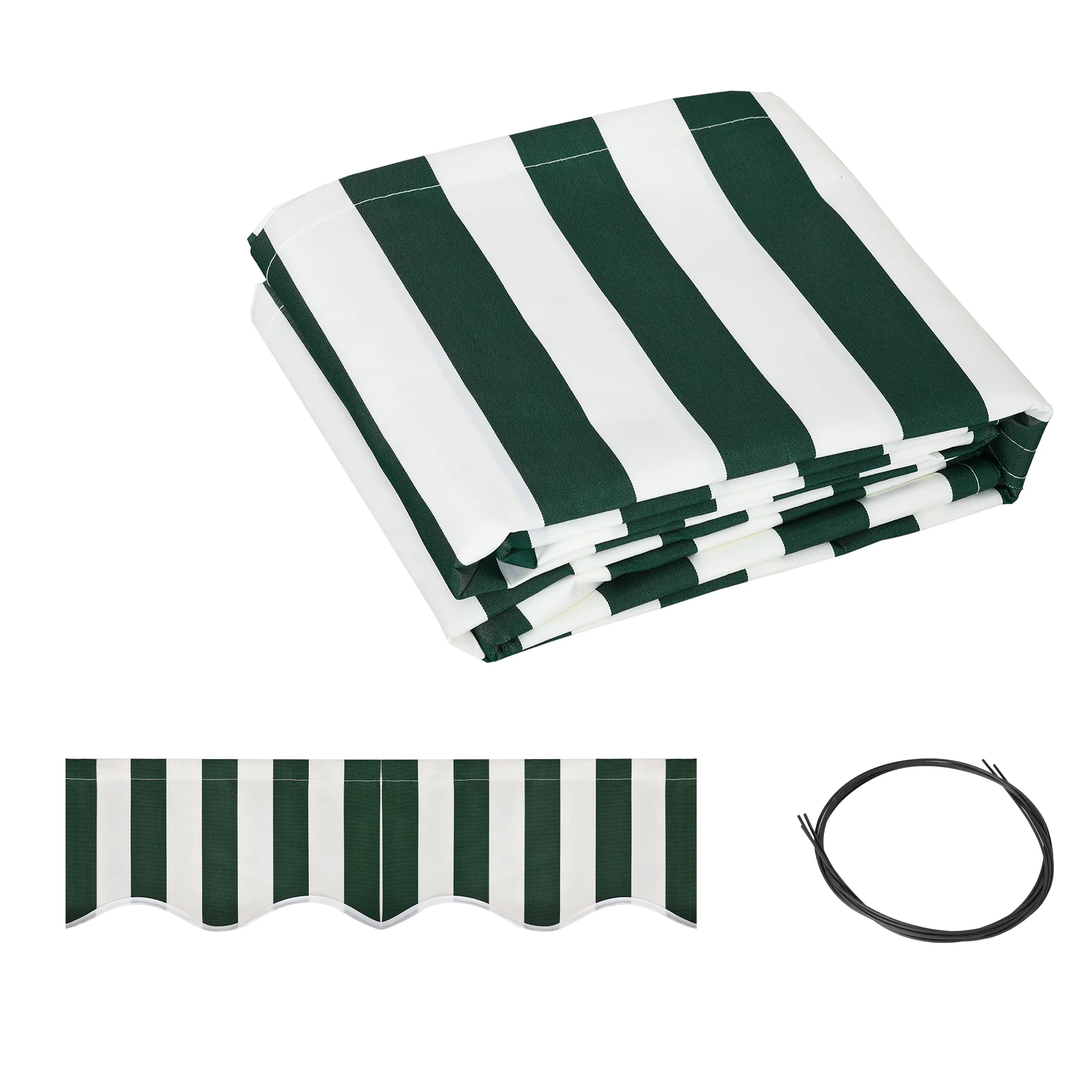 10' x 8' Retractable Awning Fabric Replacement, 280gsm UV Resistant Fabric, Green and White