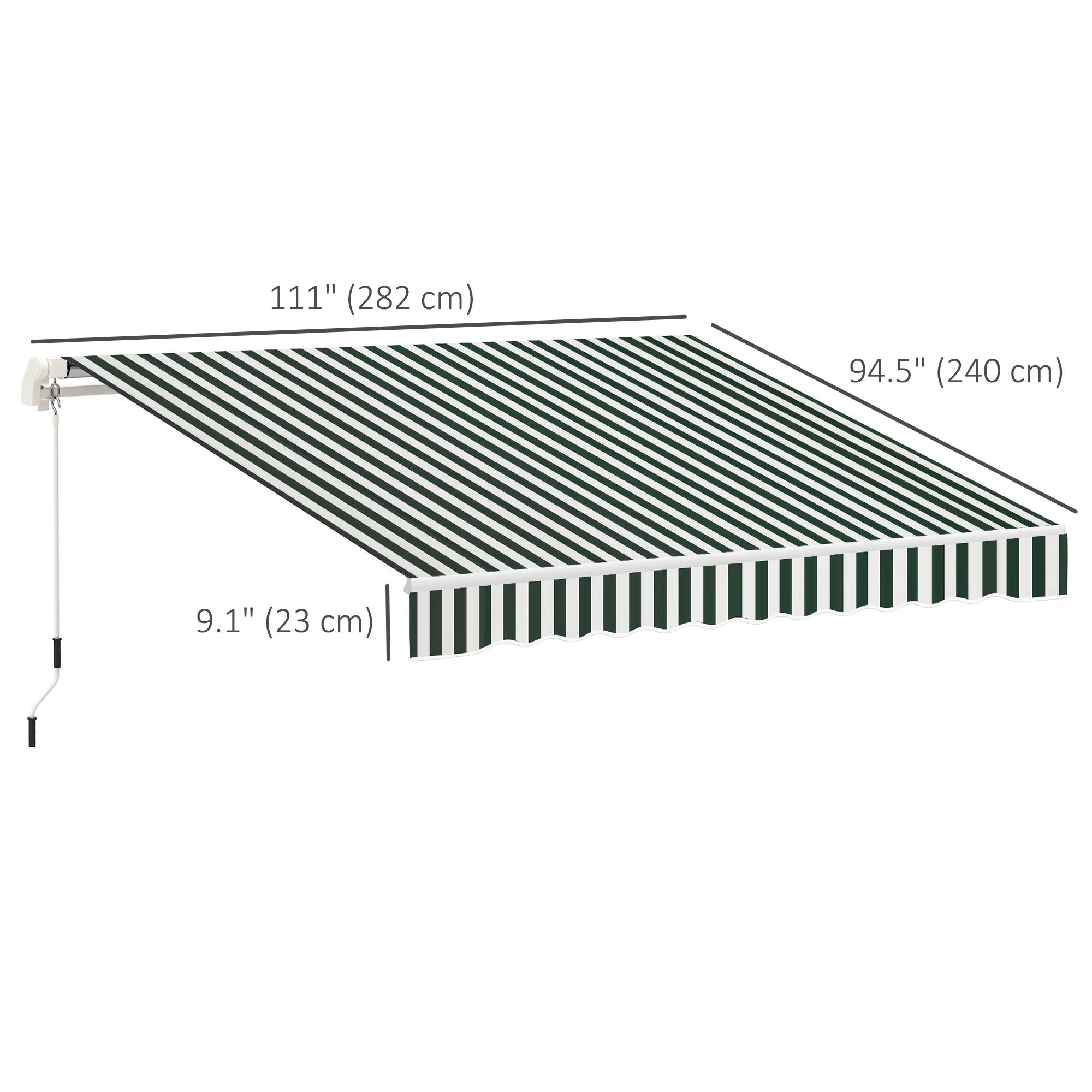 10' x 8' Retractable Awning Fabric Replacement, 280gsm UV Resistant Fabric, Green and White - Image 5