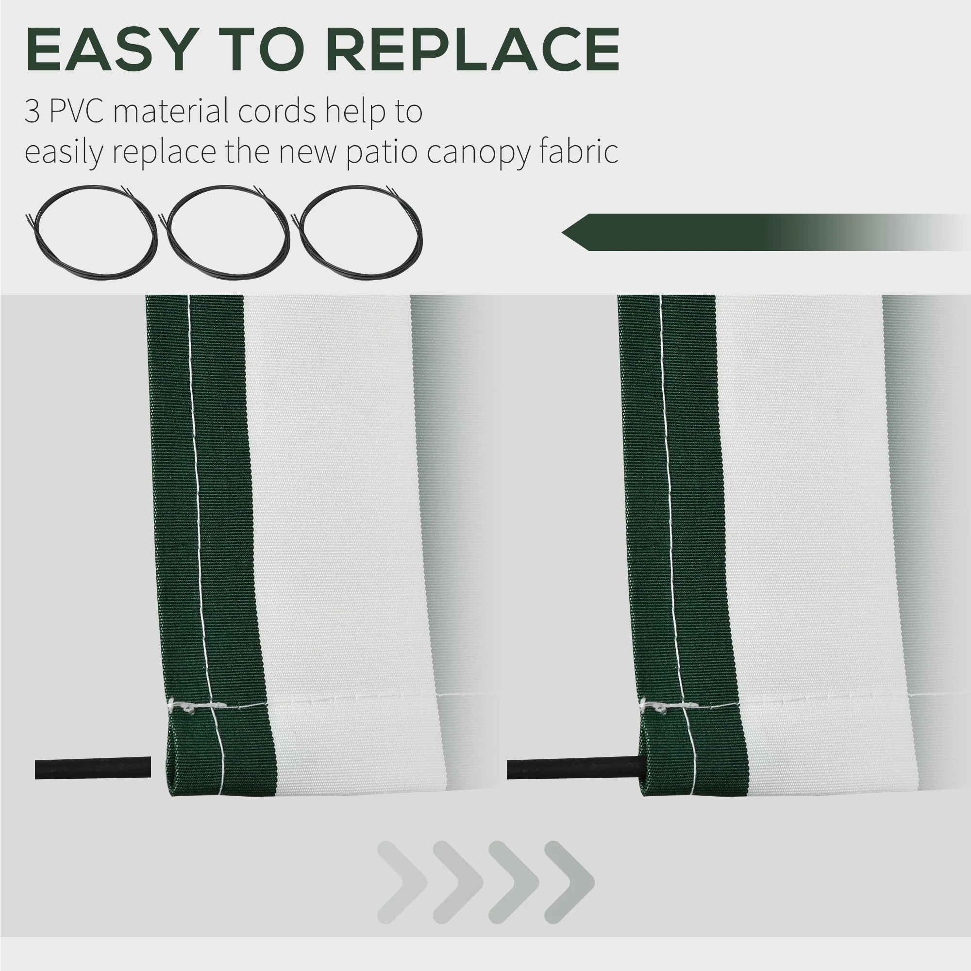 10' x 8' Retractable Awning Fabric Replacement, 280gsm UV Resistant Fabric, Green and White - Image 7