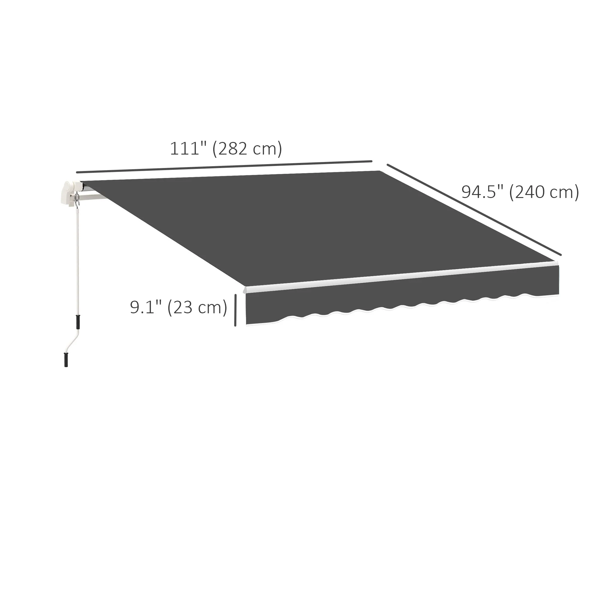 10' x 8' Retractable Awning Fabric Replacement, 280gsm UV Resistant Fabric, Grey - Image 5