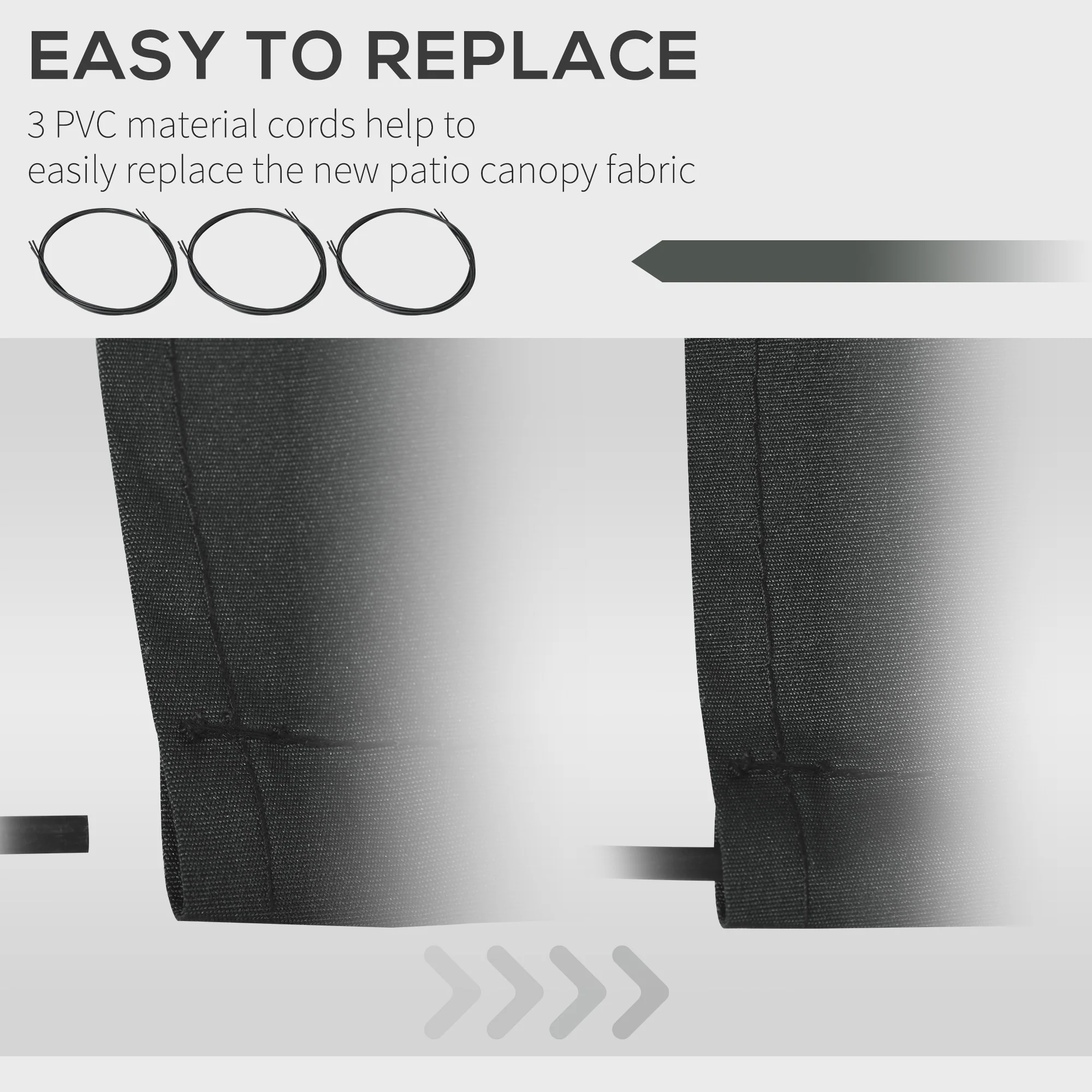 10' x 8' Retractable Awning Fabric Replacement, 280gsm UV Resistant Fabric, Grey - Image 7