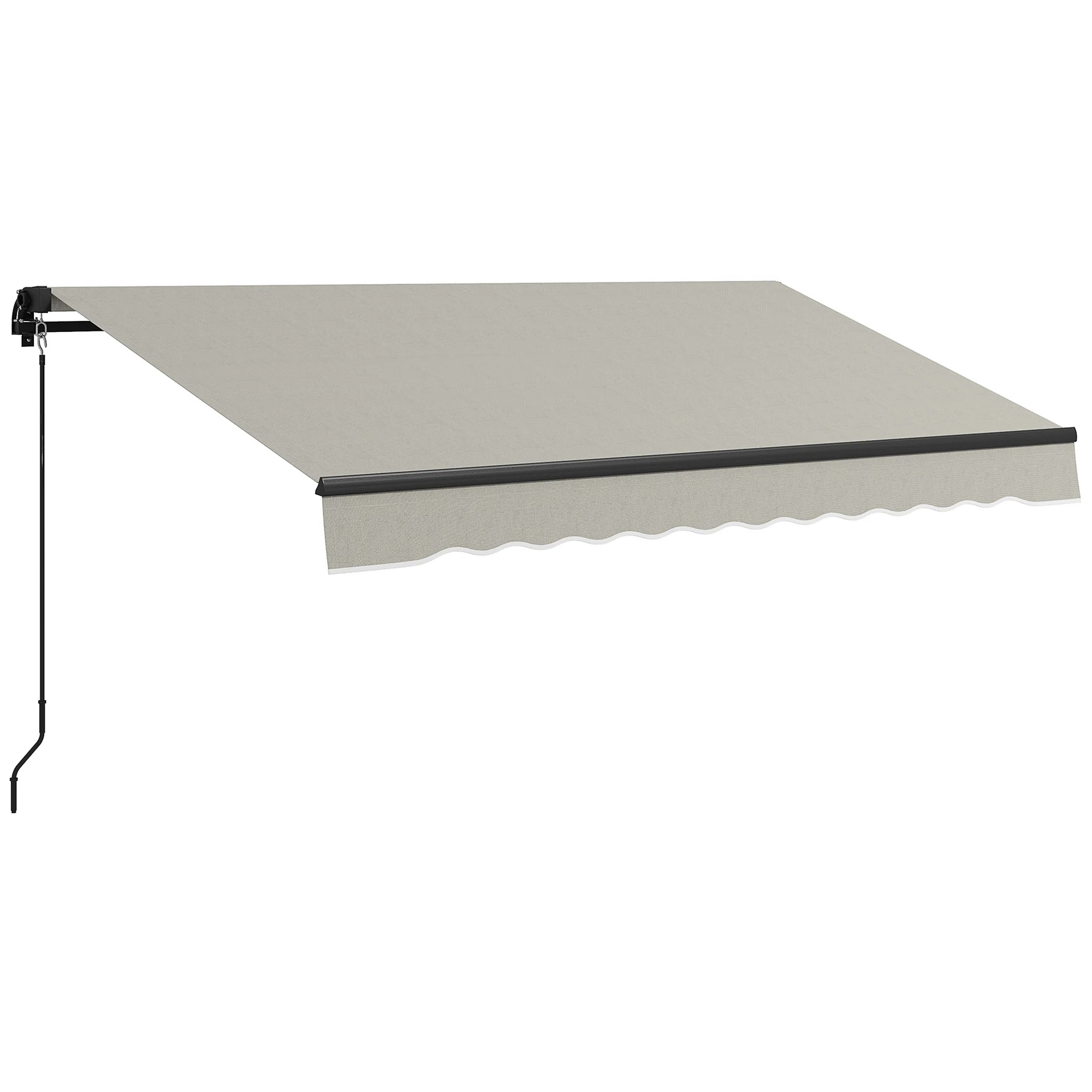 10' x 8' Retractable Awning with Manual Crank, 280gsm UV Resistant Fabric and Aluminum Frame, Light Grey - Image 12