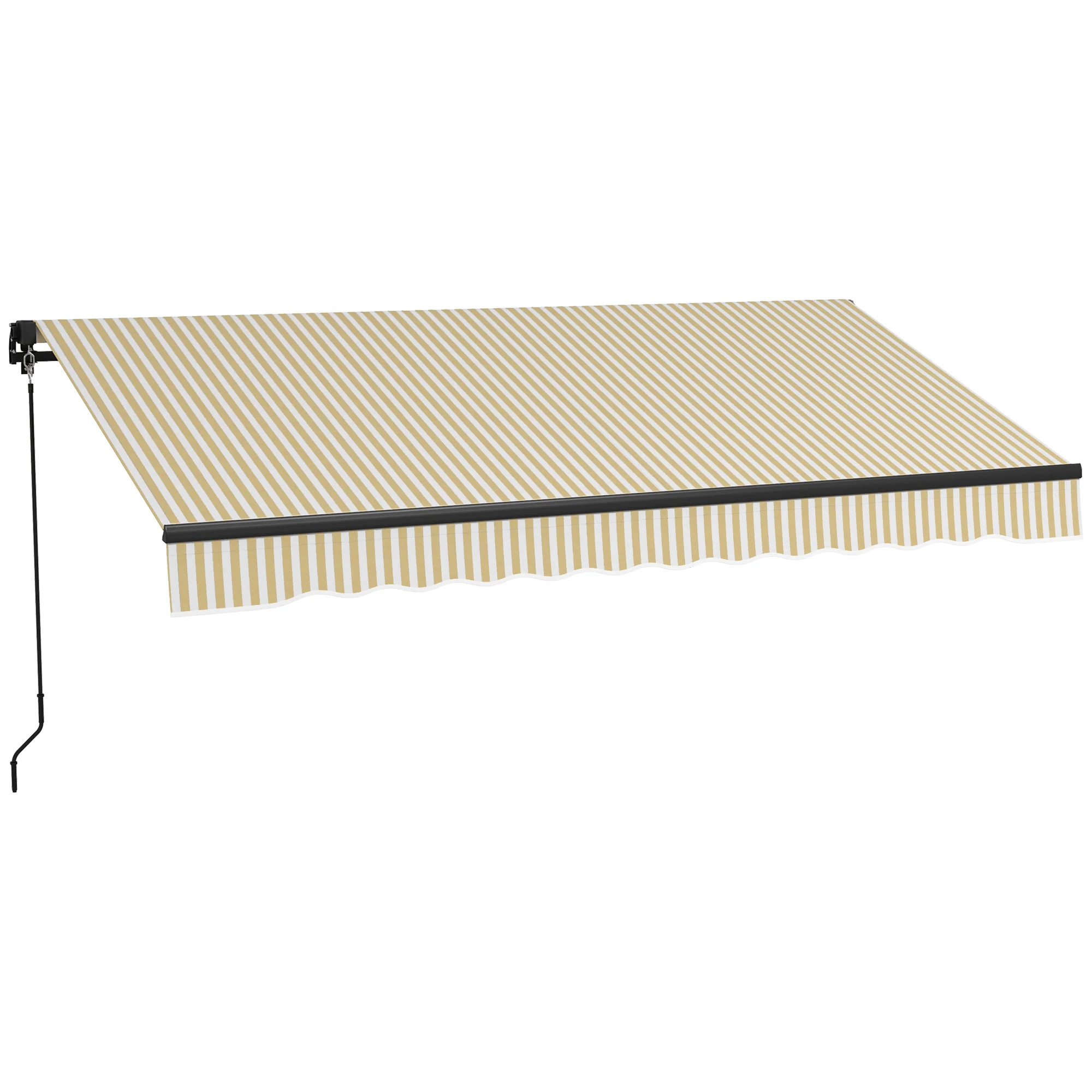 10' x 8' Retractable Awning, Patio Awning Sunshade Shelter with Manual Crank Handle, 280gsm UV Resistant Fabric and Aluminum Frame for Deck, Balcony, Yard, Beige and White