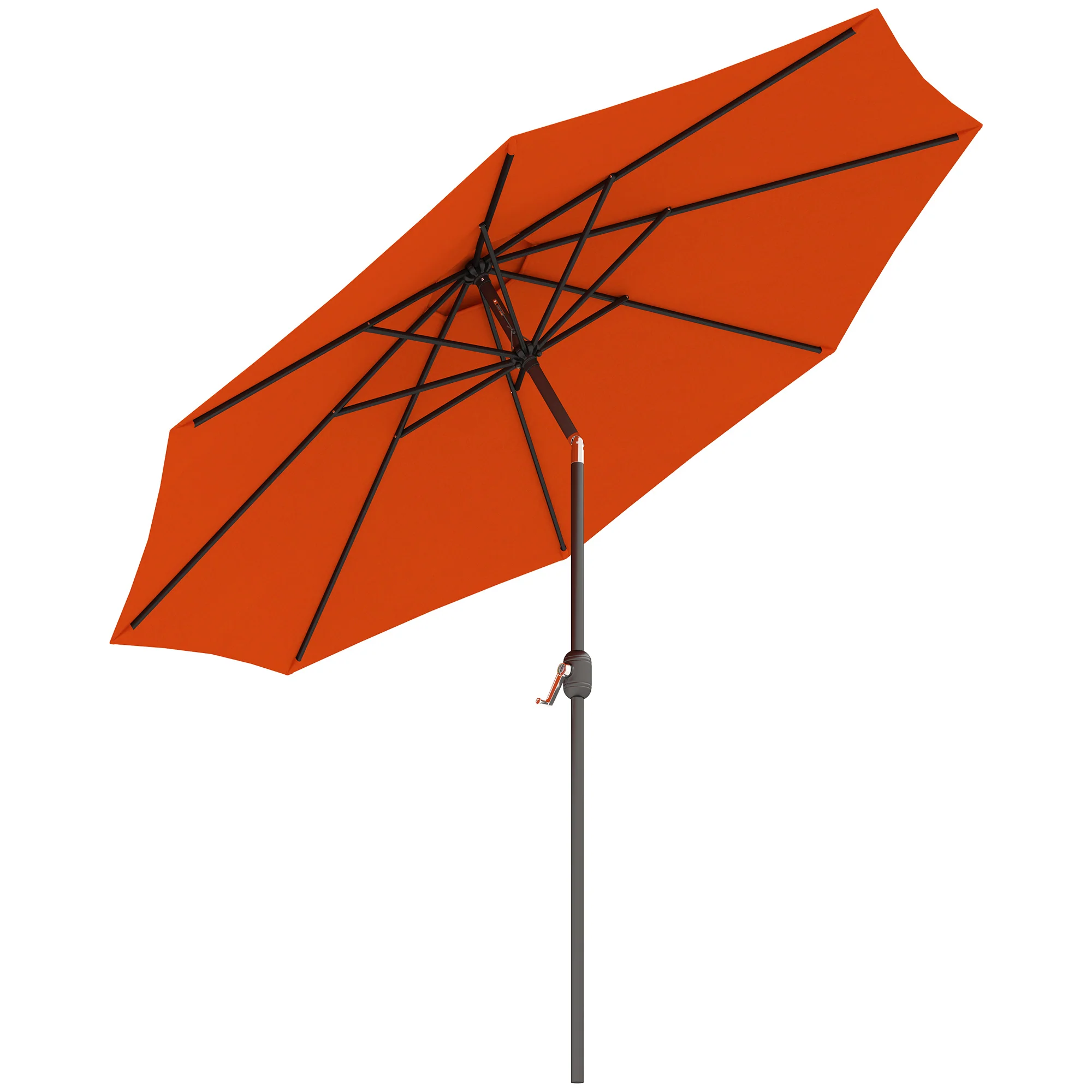 10' x 8' Round Market Umbrella with Crank and Tilt, Orange - Image 12
