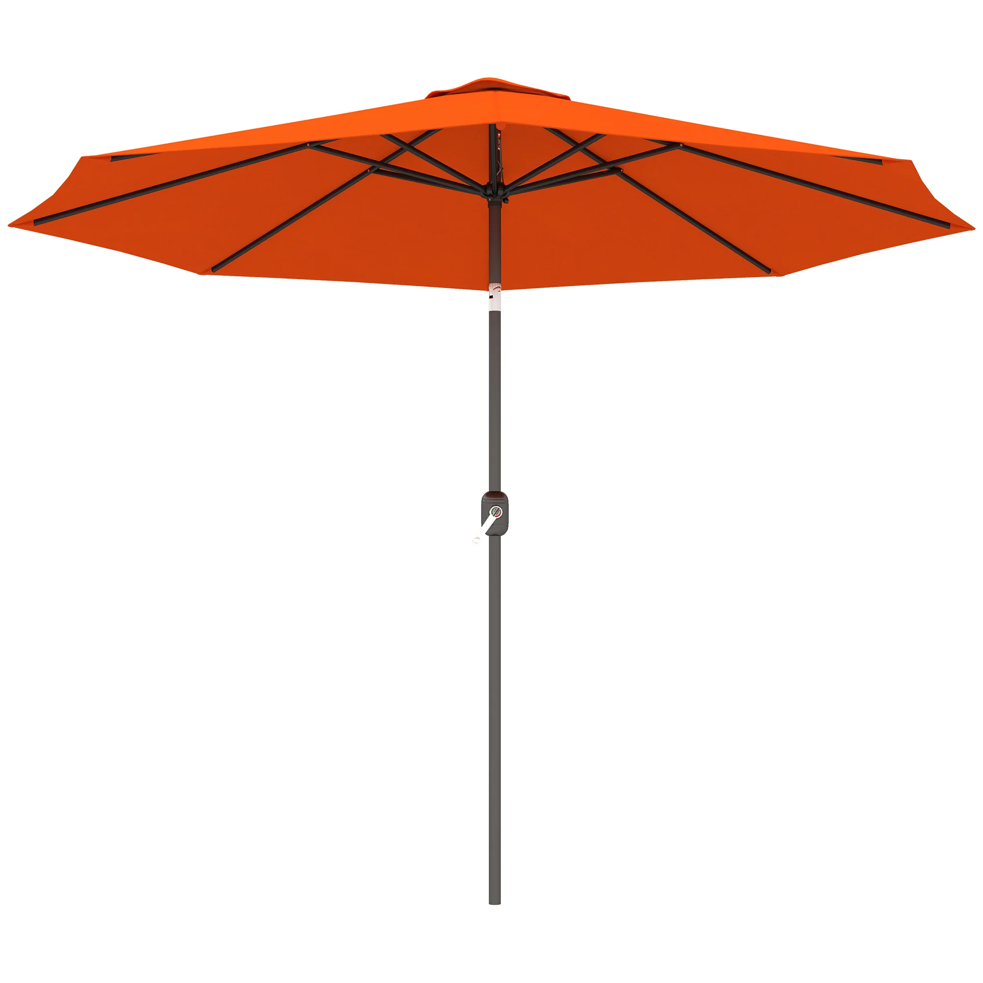 10' x 8' Round Market Umbrella with Crank and Tilt, Orange - Image 2