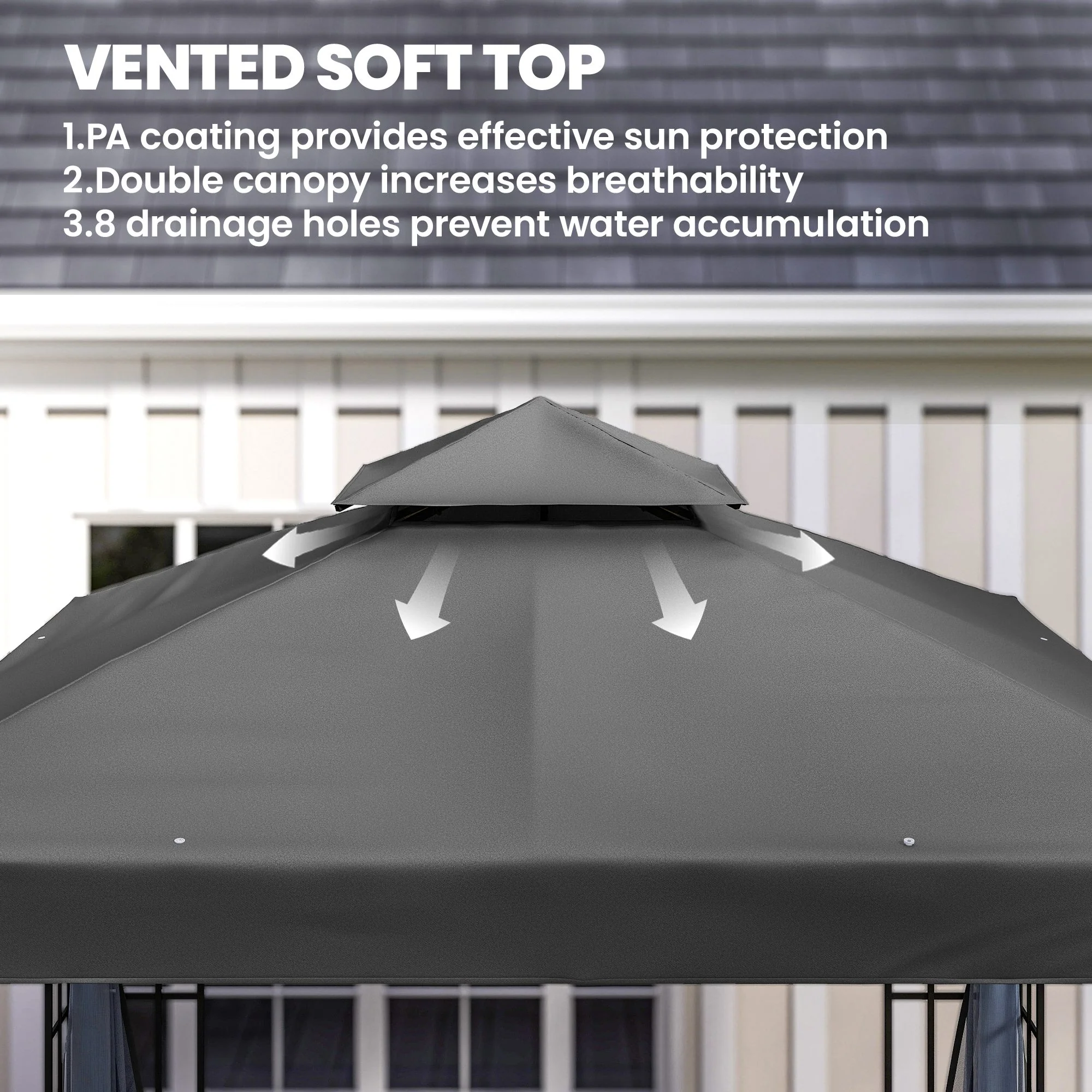 10' x 10' Soft Top Gazebo with Mosquito Netting, Dark Grey - Image 6