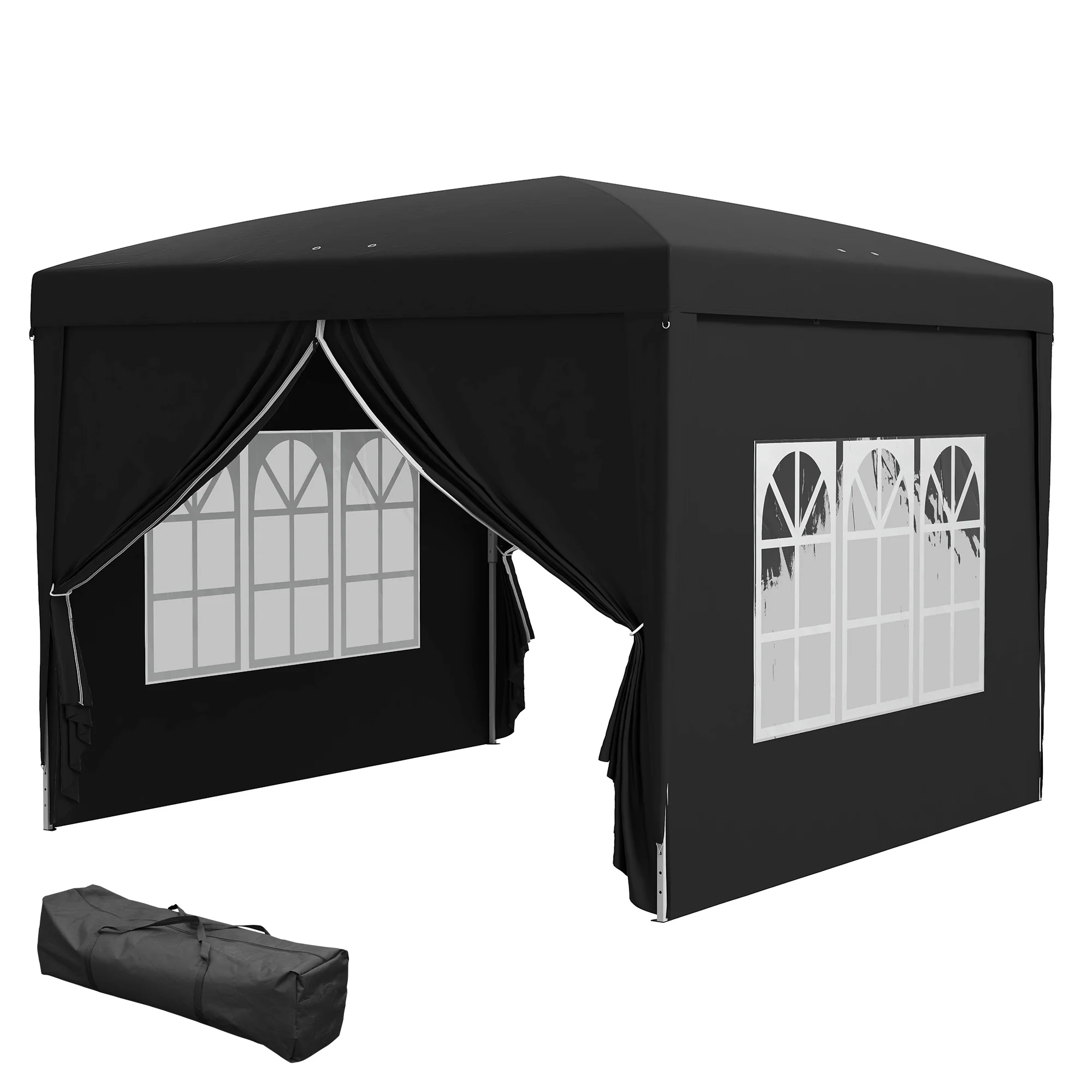 10' x 10' Pop-Up Party Tent Canopy with Carrying Bag for Outdoor Events, Black - Image 2