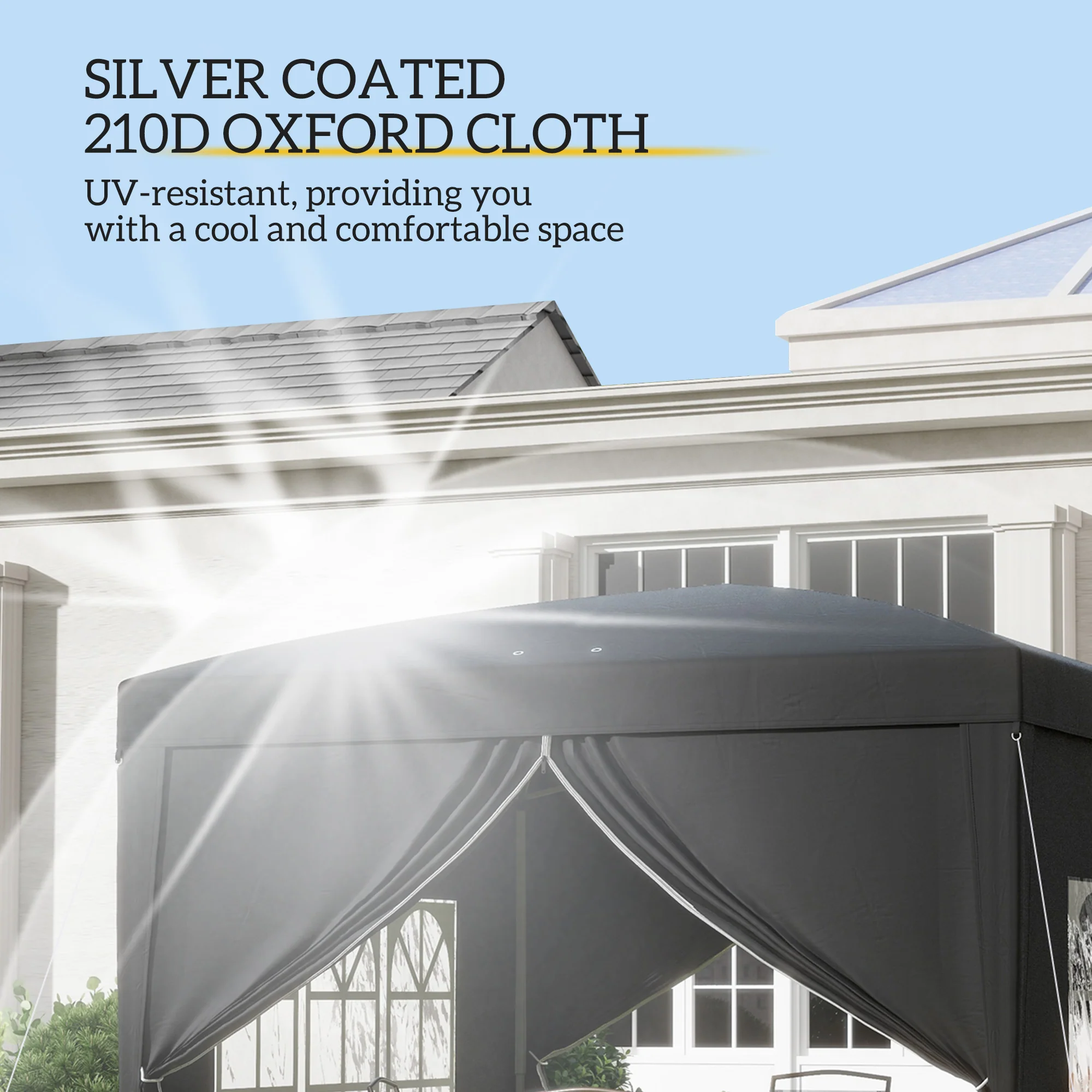 10' x 10' Pop-Up Party Tent Canopy with Carrying Bag for Outdoor Events, Black - Image 7