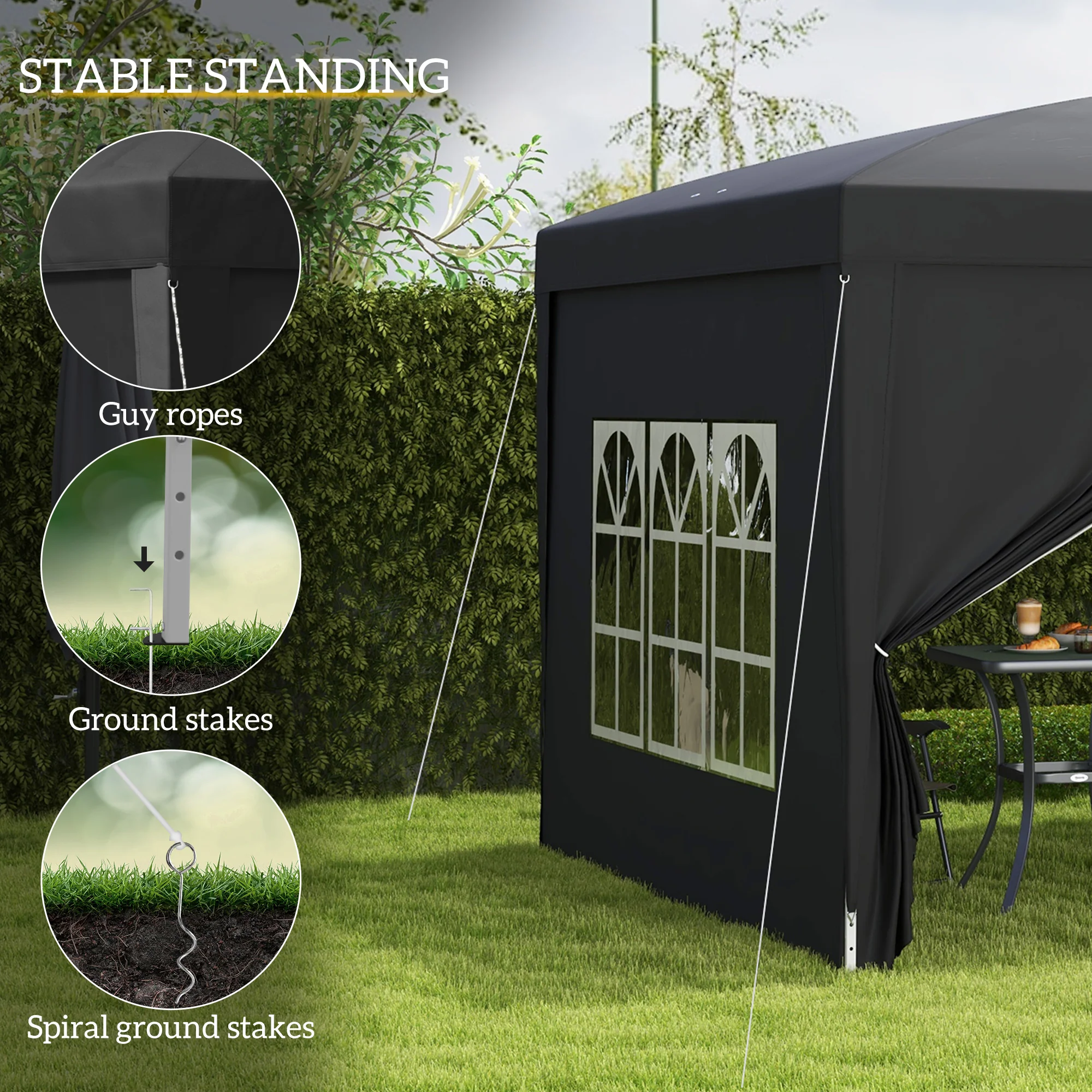 10' x 10' Pop-Up Party Tent Canopy with Carrying Bag for Outdoor Events, Black - Image 8