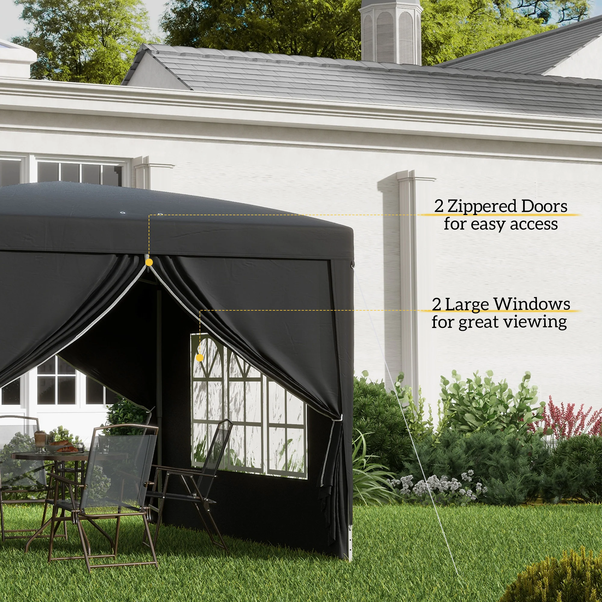 10' x 10' Pop-Up Party Tent Canopy with Carrying Bag for Outdoor Events, Black - Image 9
