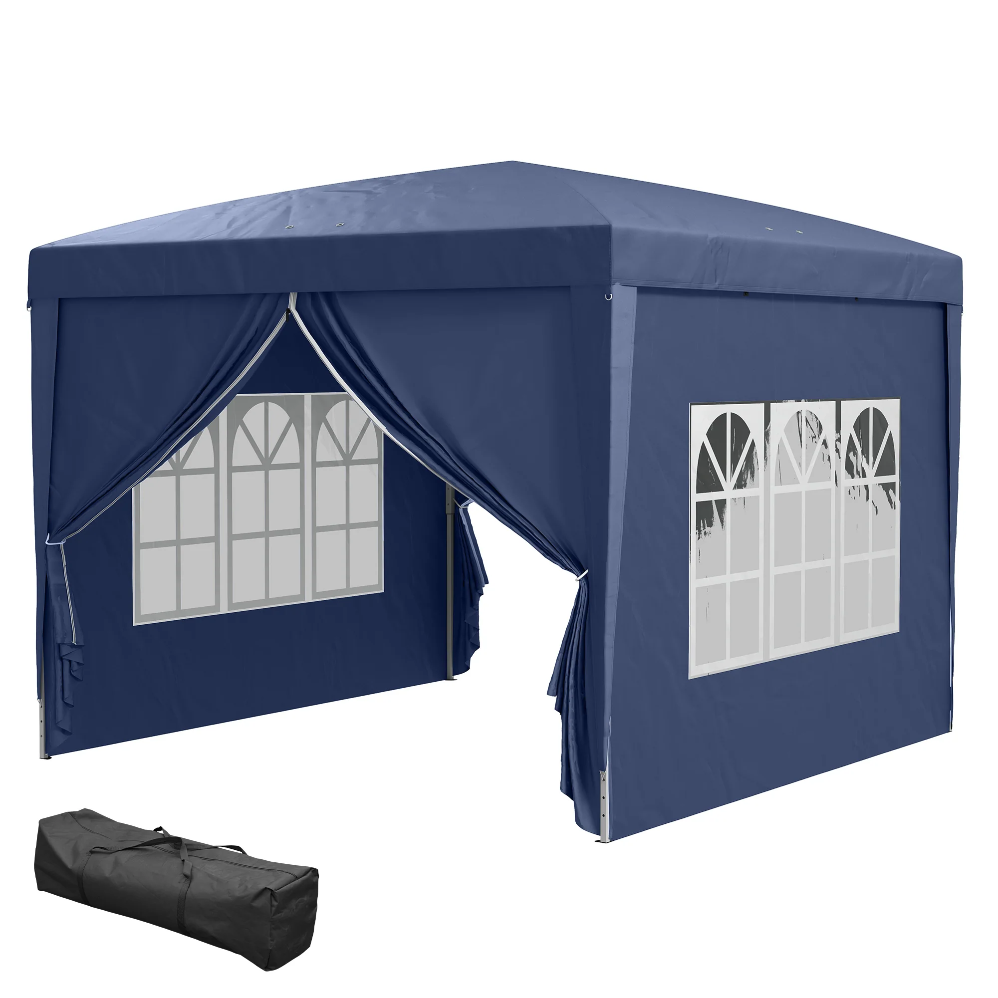 10' x 10' Outdoor Pop Up Party Tent Gazebo with Carrying Bag, Blue - Image 2
