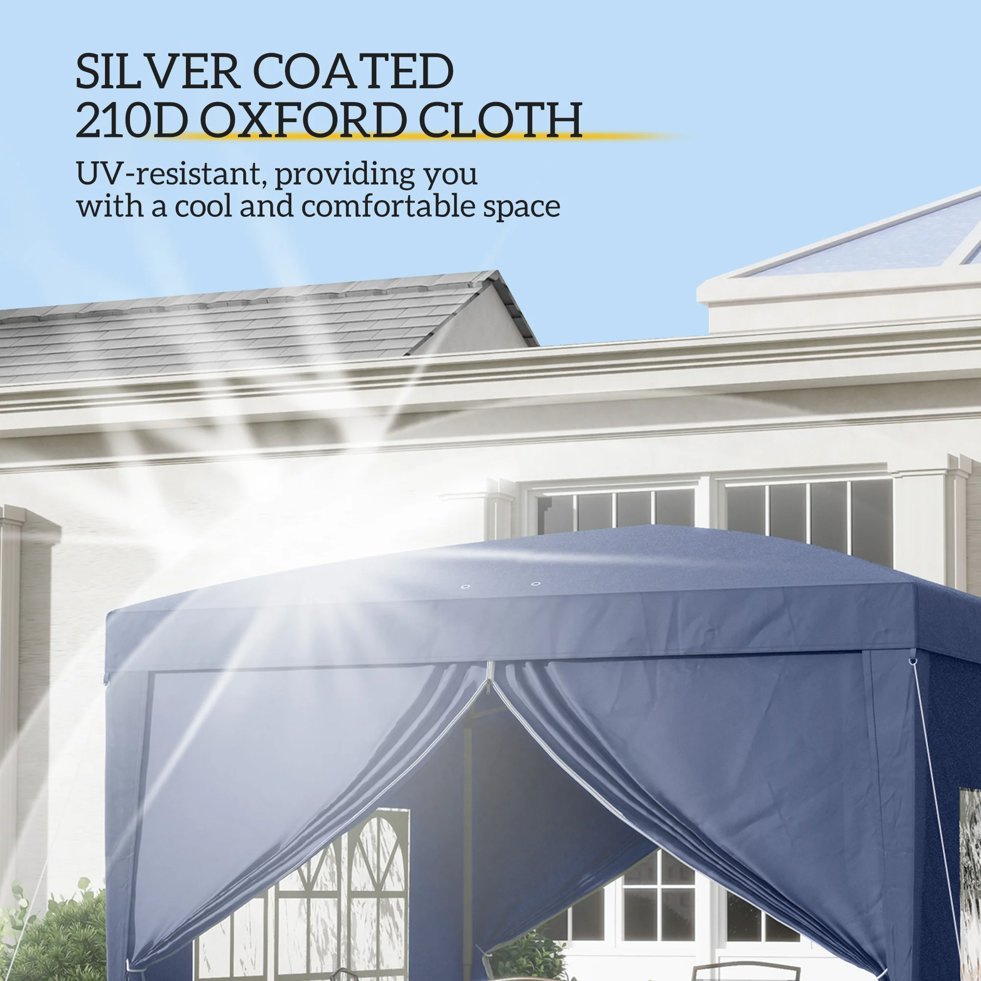 10' x 10' Outdoor Pop Up Party Tent Gazebo with Carrying Bag, Blue - Image 7