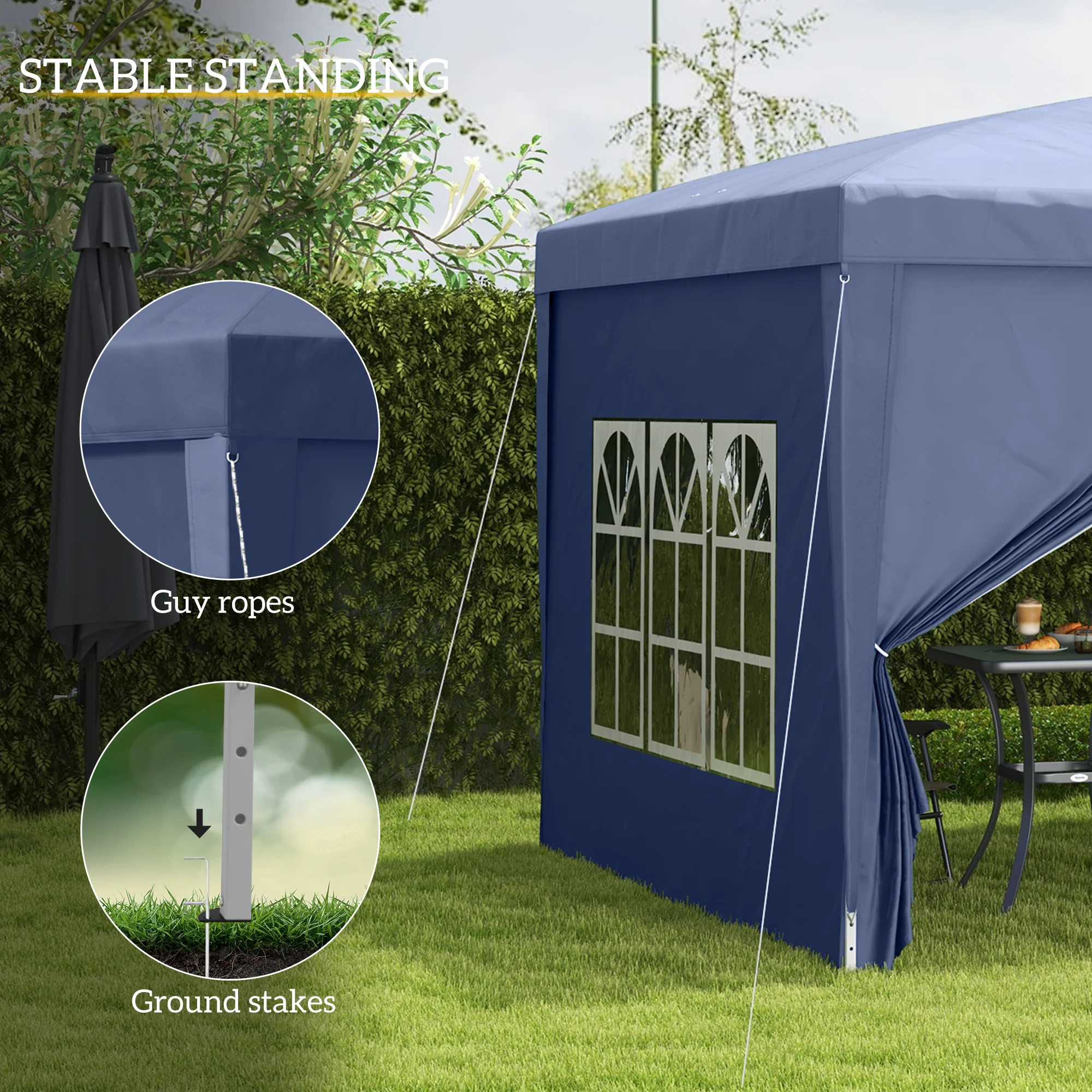10' x 10' Outdoor Pop Up Party Tent Gazebo with Carrying Bag, Blue - Image 8
