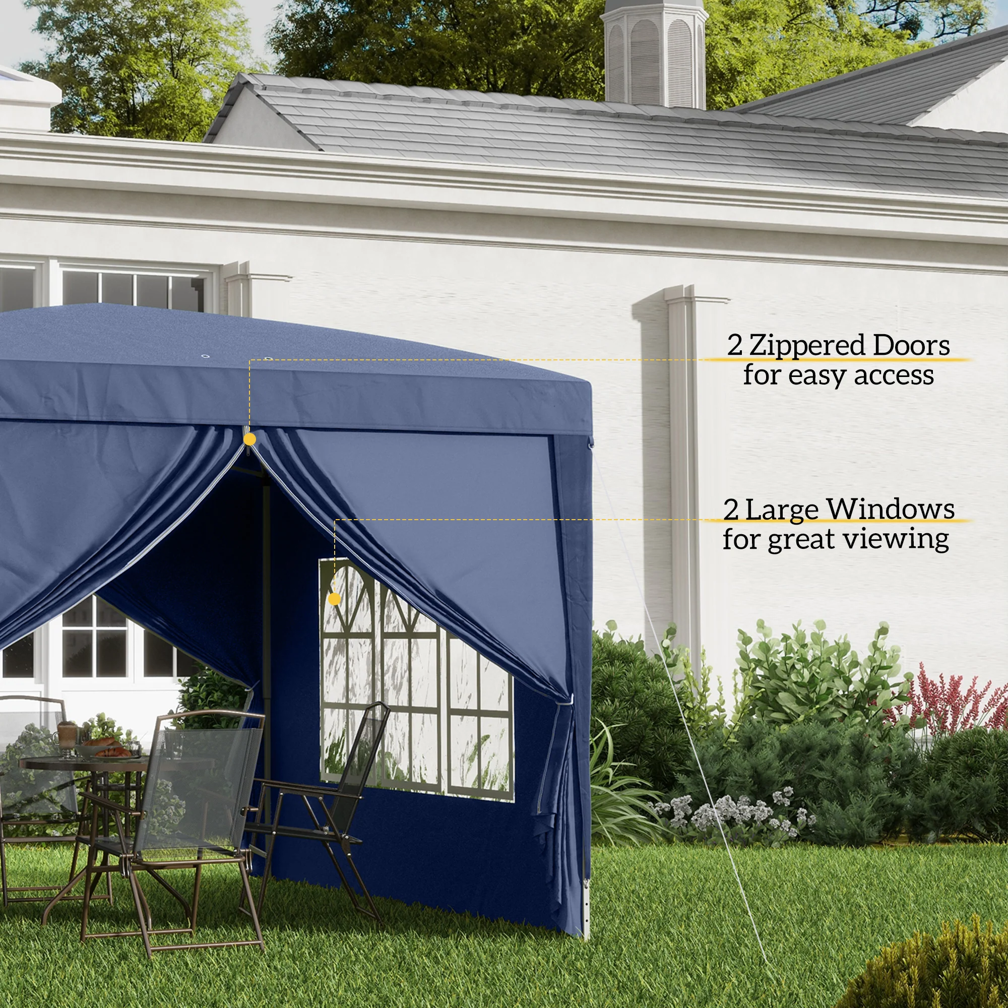 10' x 10' Outdoor Pop Up Party Tent Gazebo with Carrying Bag, Blue - Image 9