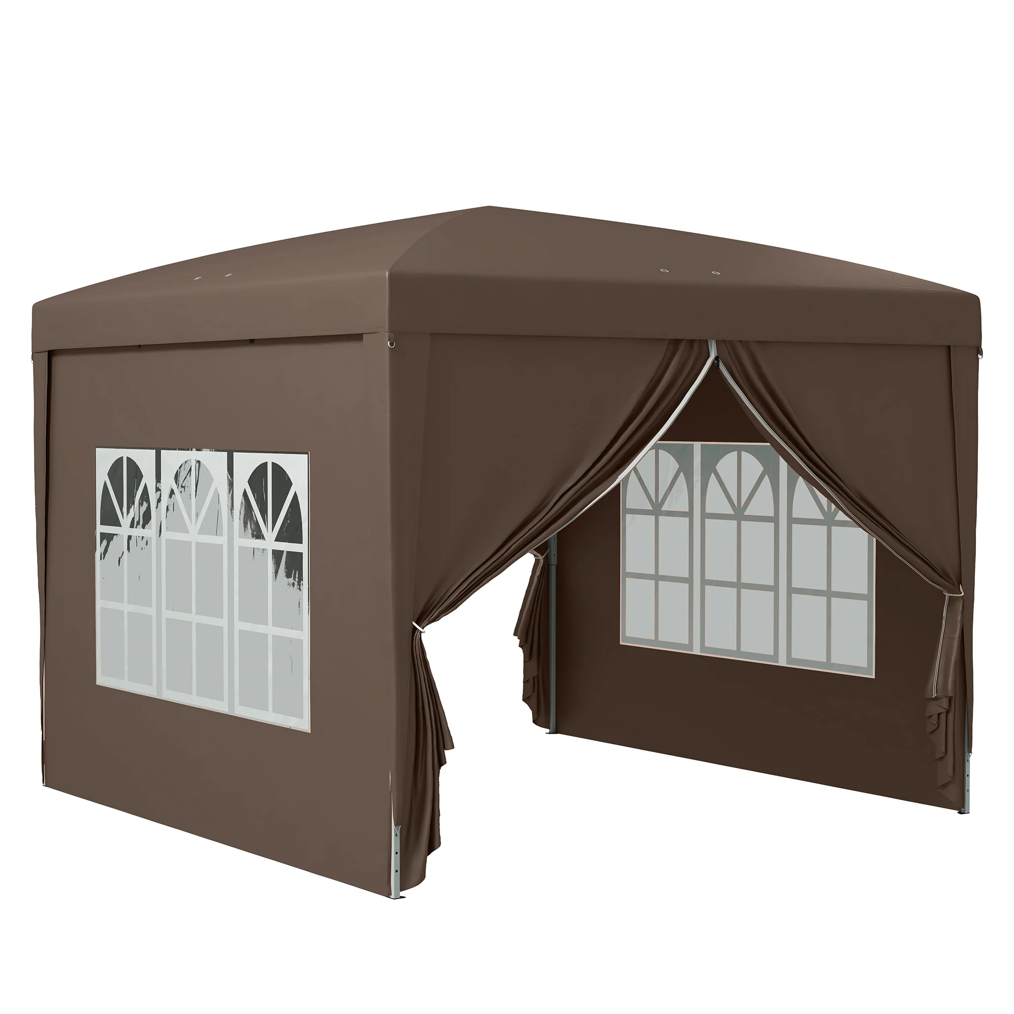 10' x 10' Pop-Up Party Tent Canopy with Carrying Bag, Coffee - Image 12