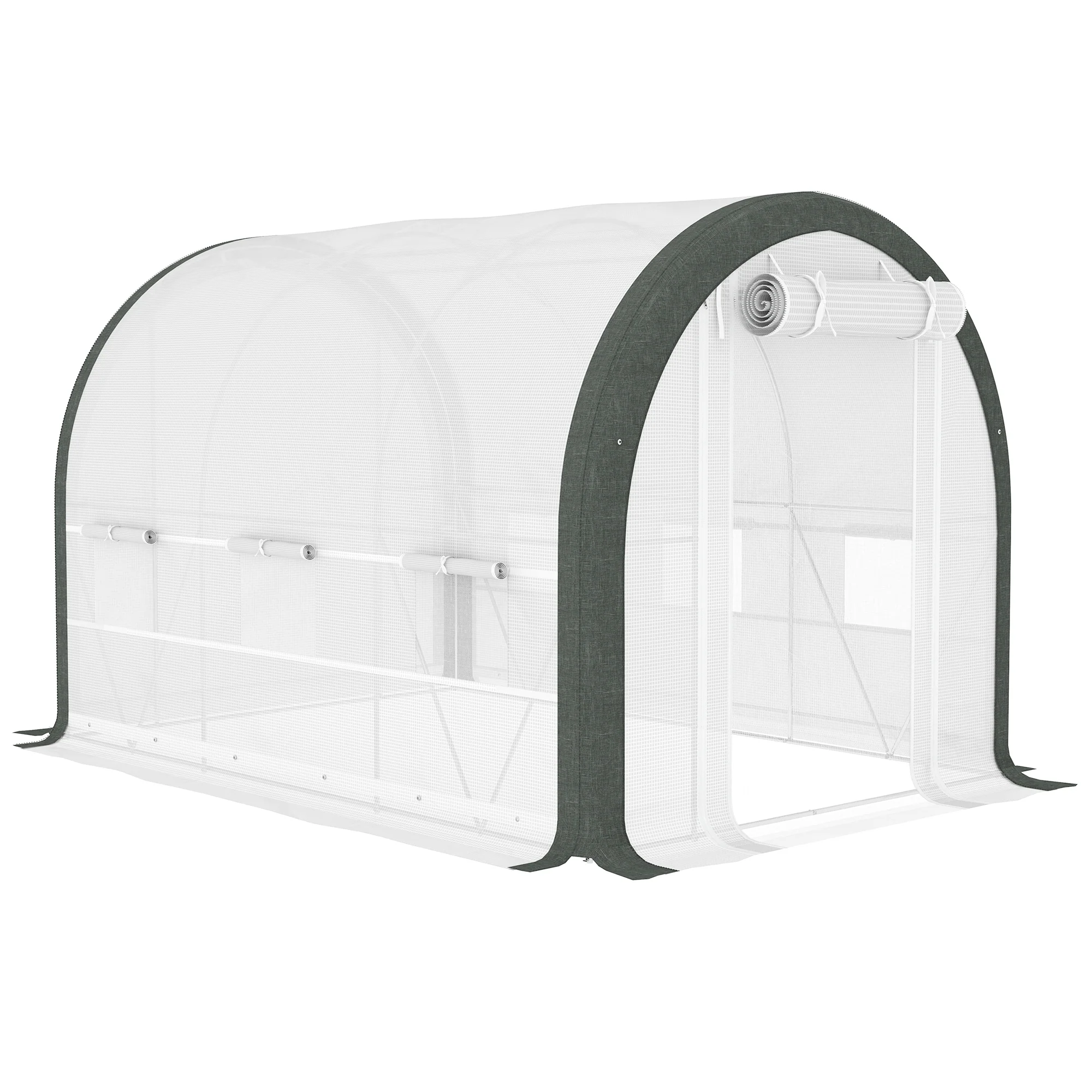 10' x 6.6' x 6.6' Walk-in Tunnel Greenhouse with 6 Windows, White - Image 12