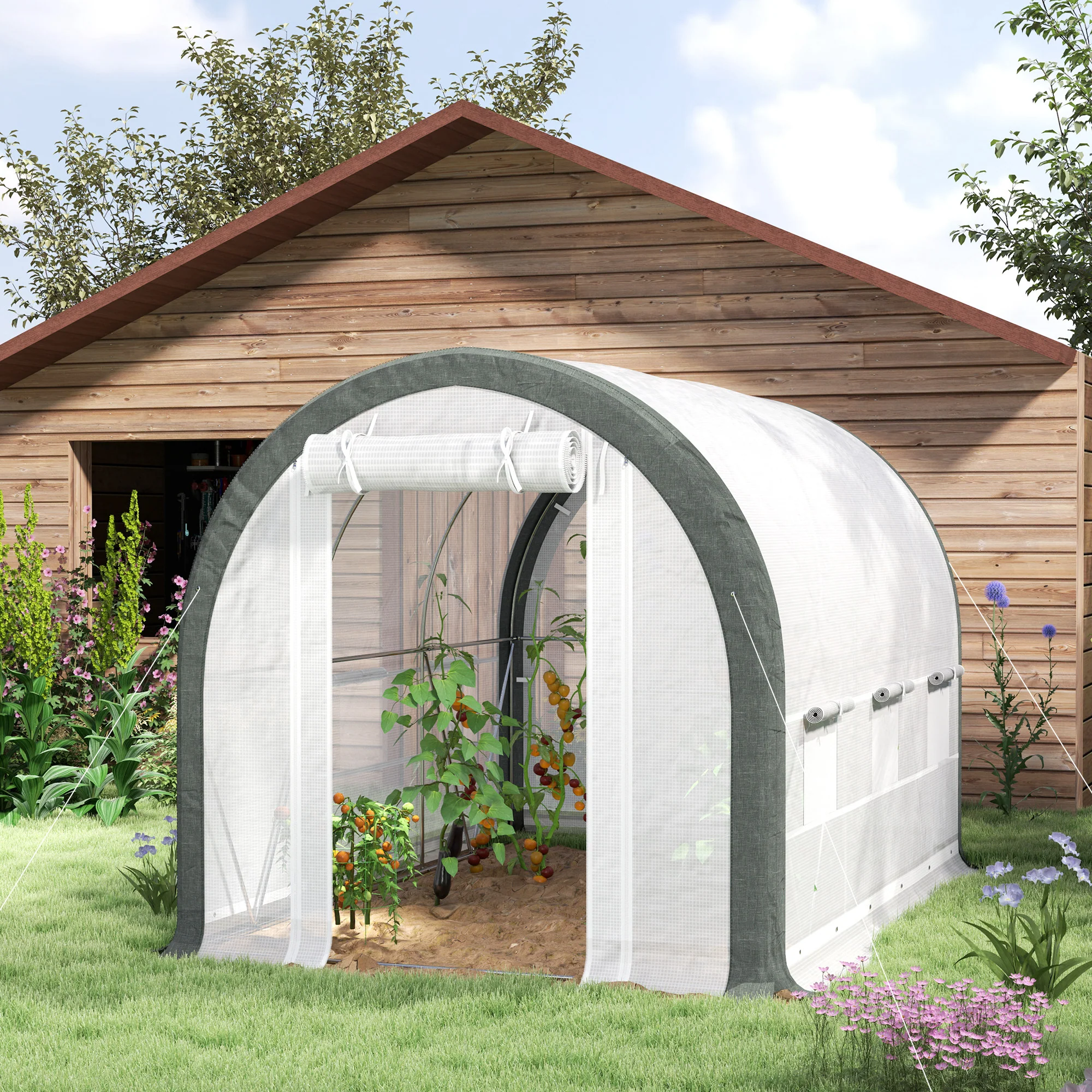 10' x 6.6' x 6.6' Walk-in Tunnel Greenhouse with 6 Windows, White - Image 4
