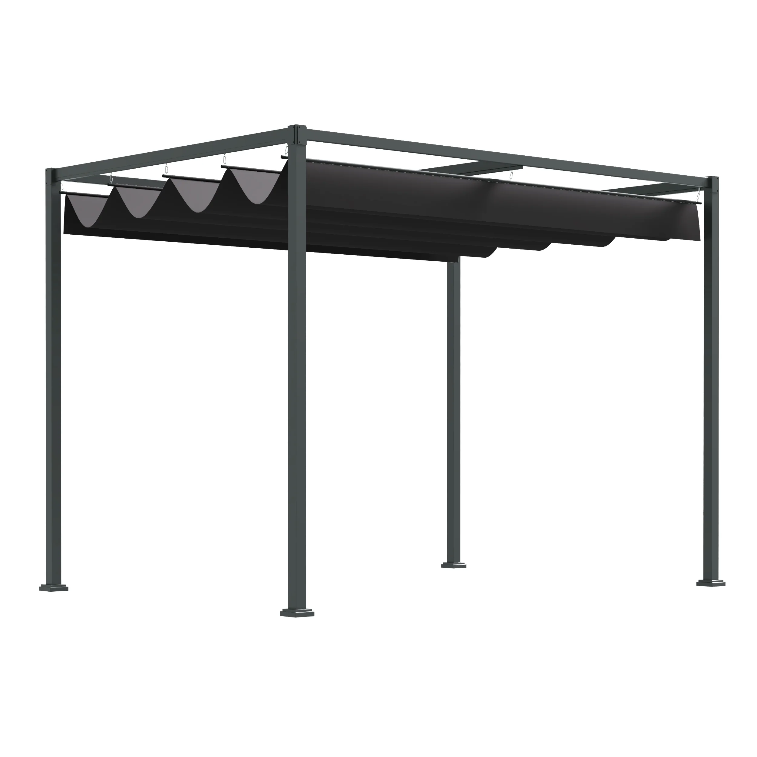 10' x 7' Retractable Pergola Canopy, Outdoor Sun Shade, Black