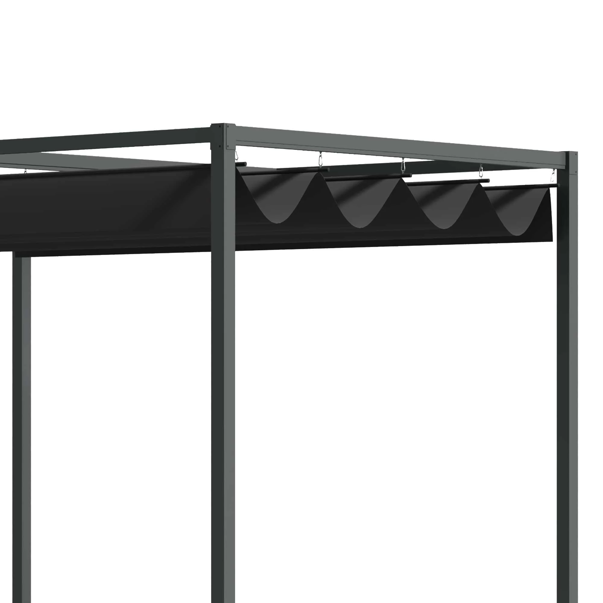 10' x 7' Retractable Pergola Canopy, Outdoor Sun Shade, Black - Image 10