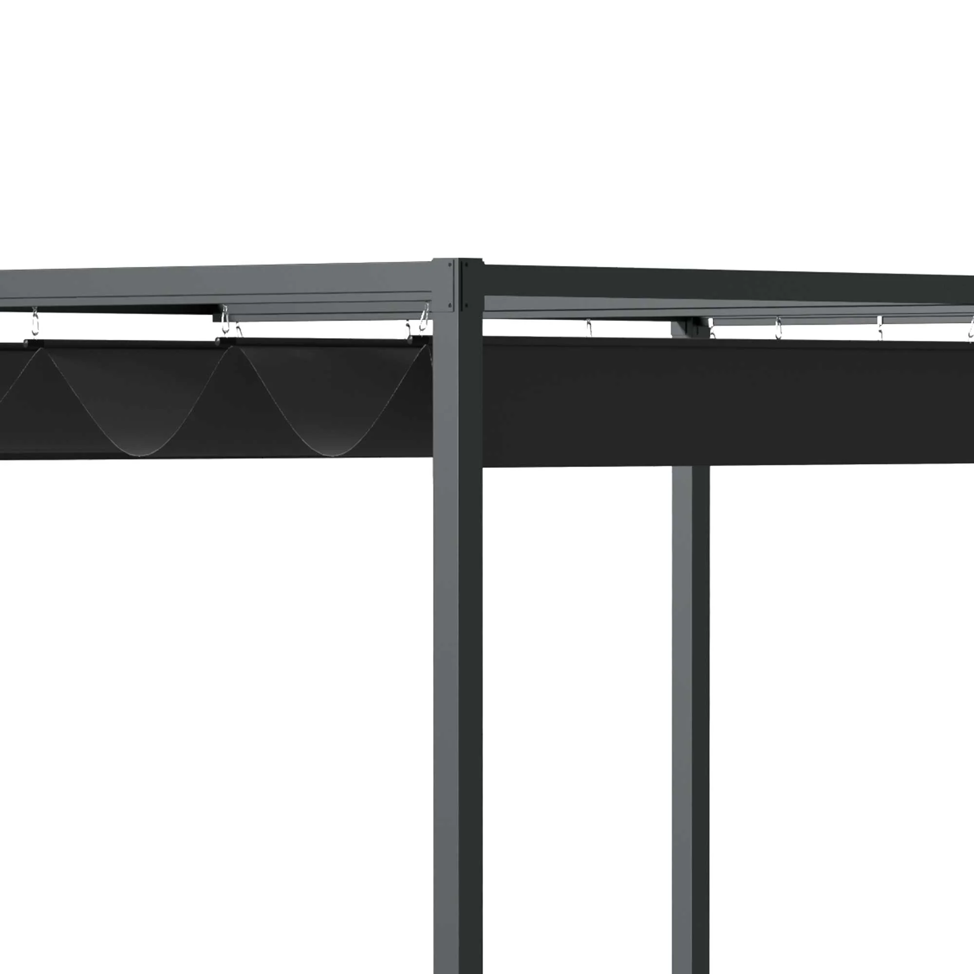 10' x 7' Retractable Pergola Canopy, Outdoor Sun Shade, Black - Image 11