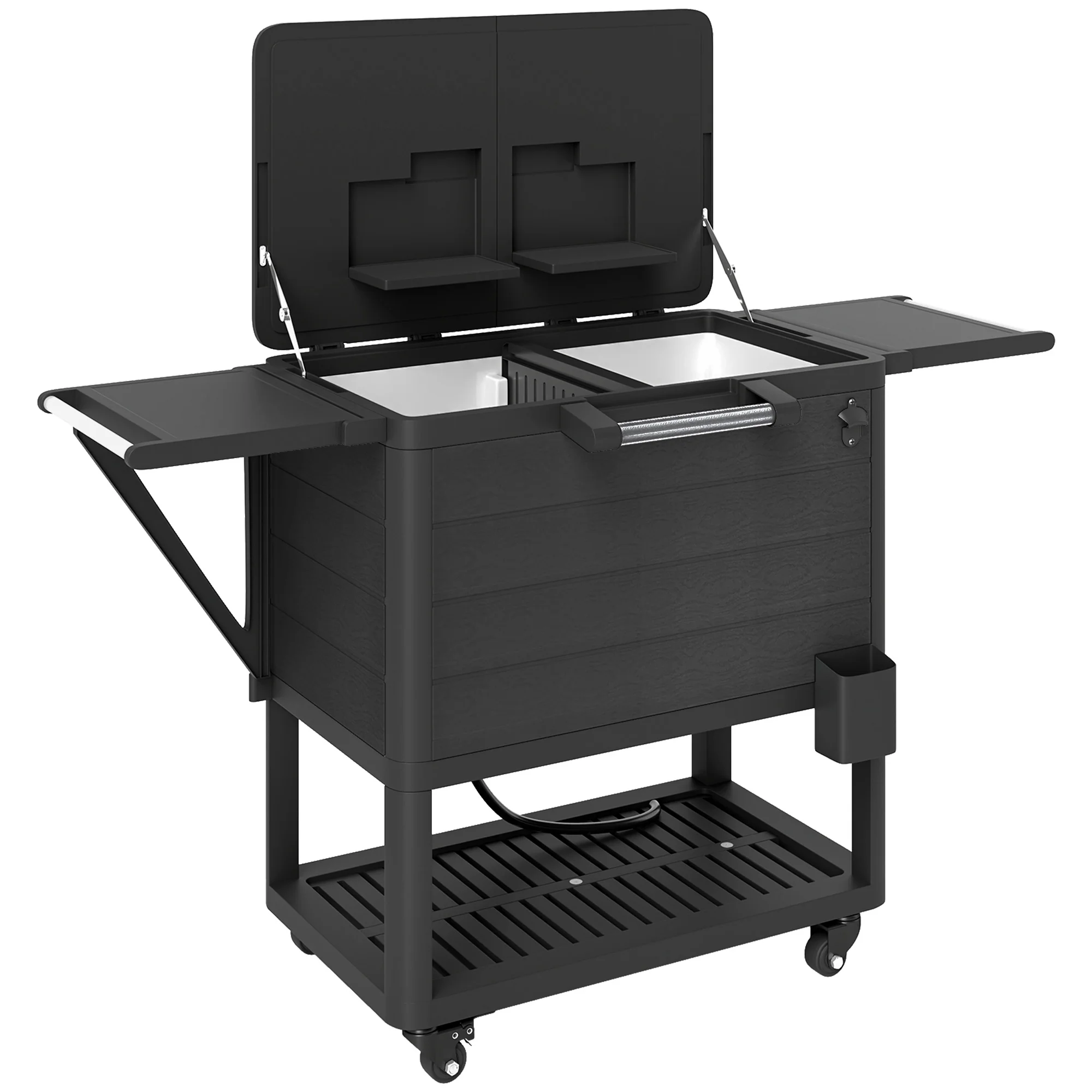 104 Quart Patio Cooler with Wheels and Bottle Opener, Black - Image 12