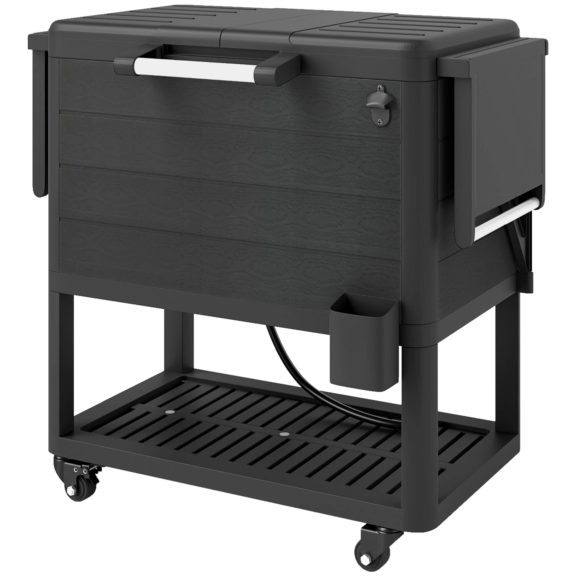 104 Quart Patio Cooler with Wheels and Bottle Opener, Black - Image 2