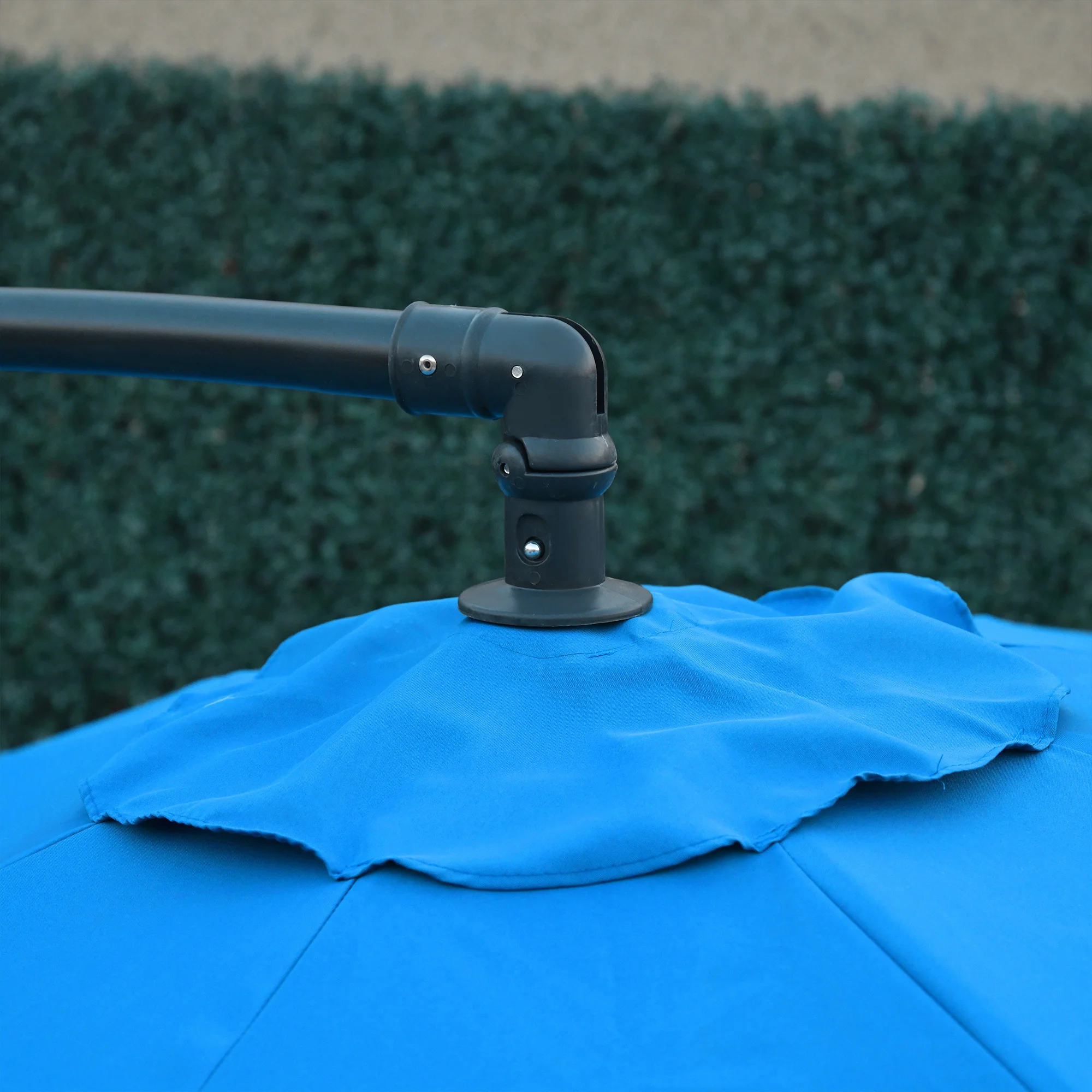 10' Offset Cantilever Patio Umbrella with Base & Crank, Blue - Image 10