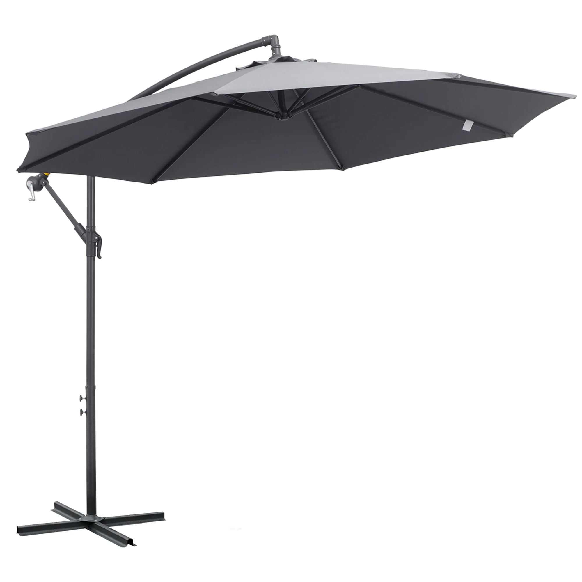 10' Offset Cantilever Patio Umbrella with Base & Crank, Grey