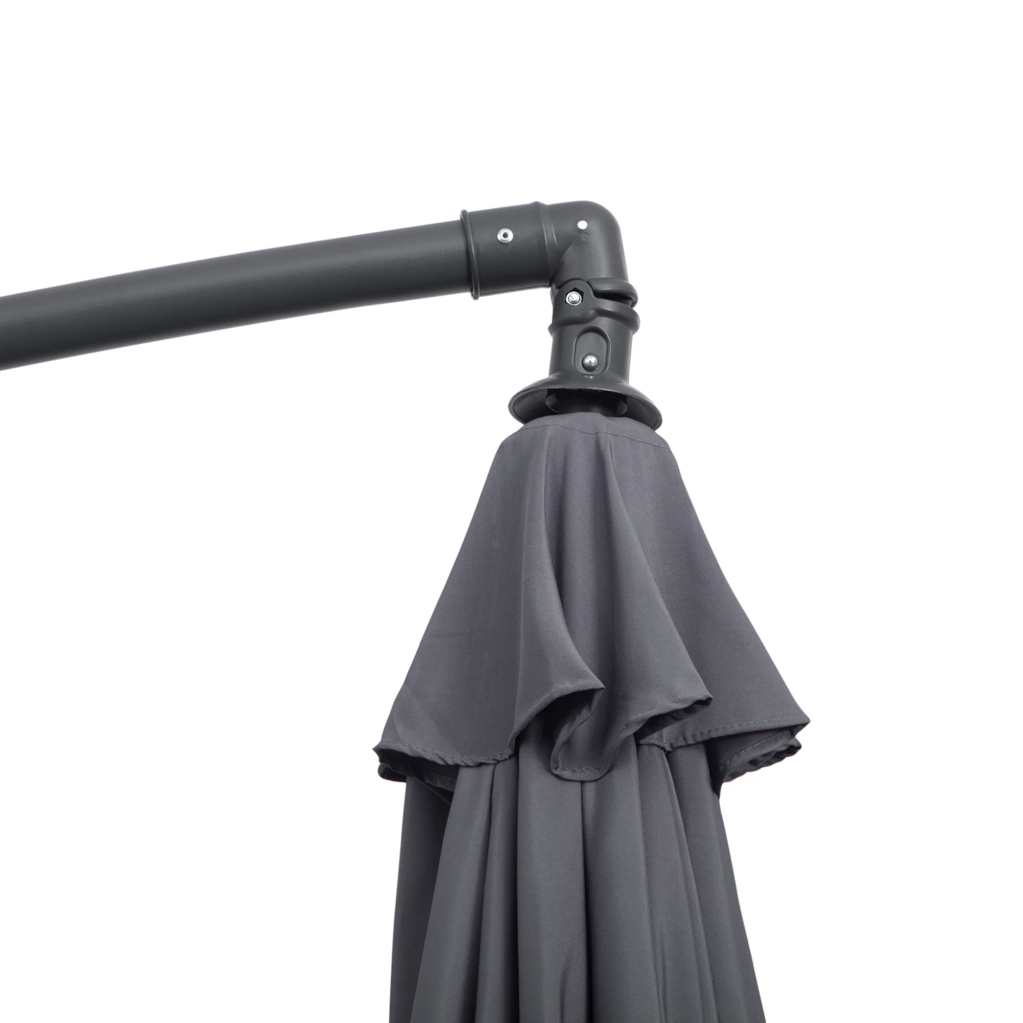 10' Offset Cantilever Patio Umbrella with Base & Crank, Grey - Image 11