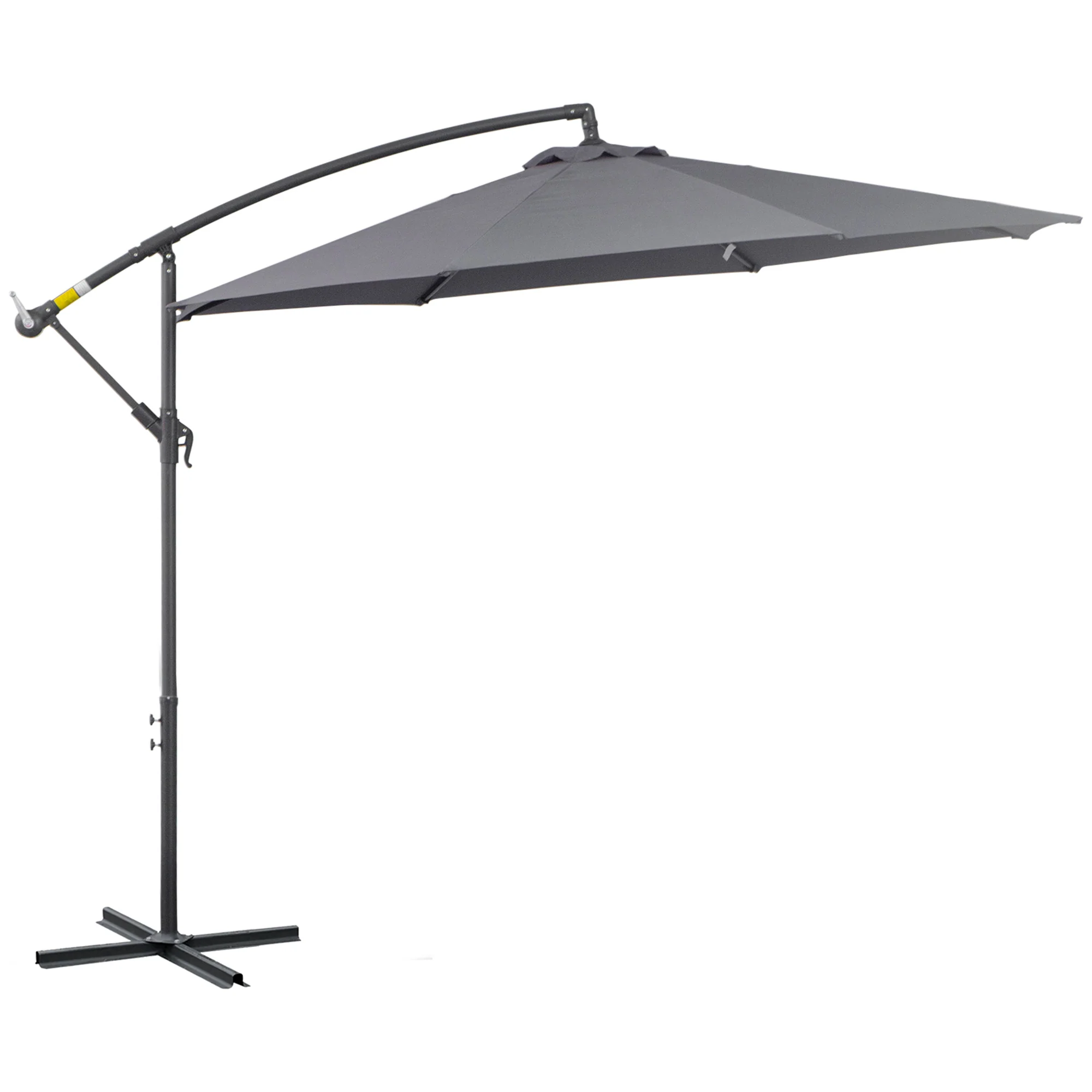 10' Offset Cantilever Patio Umbrella with Base & Crank, Grey - Image 2